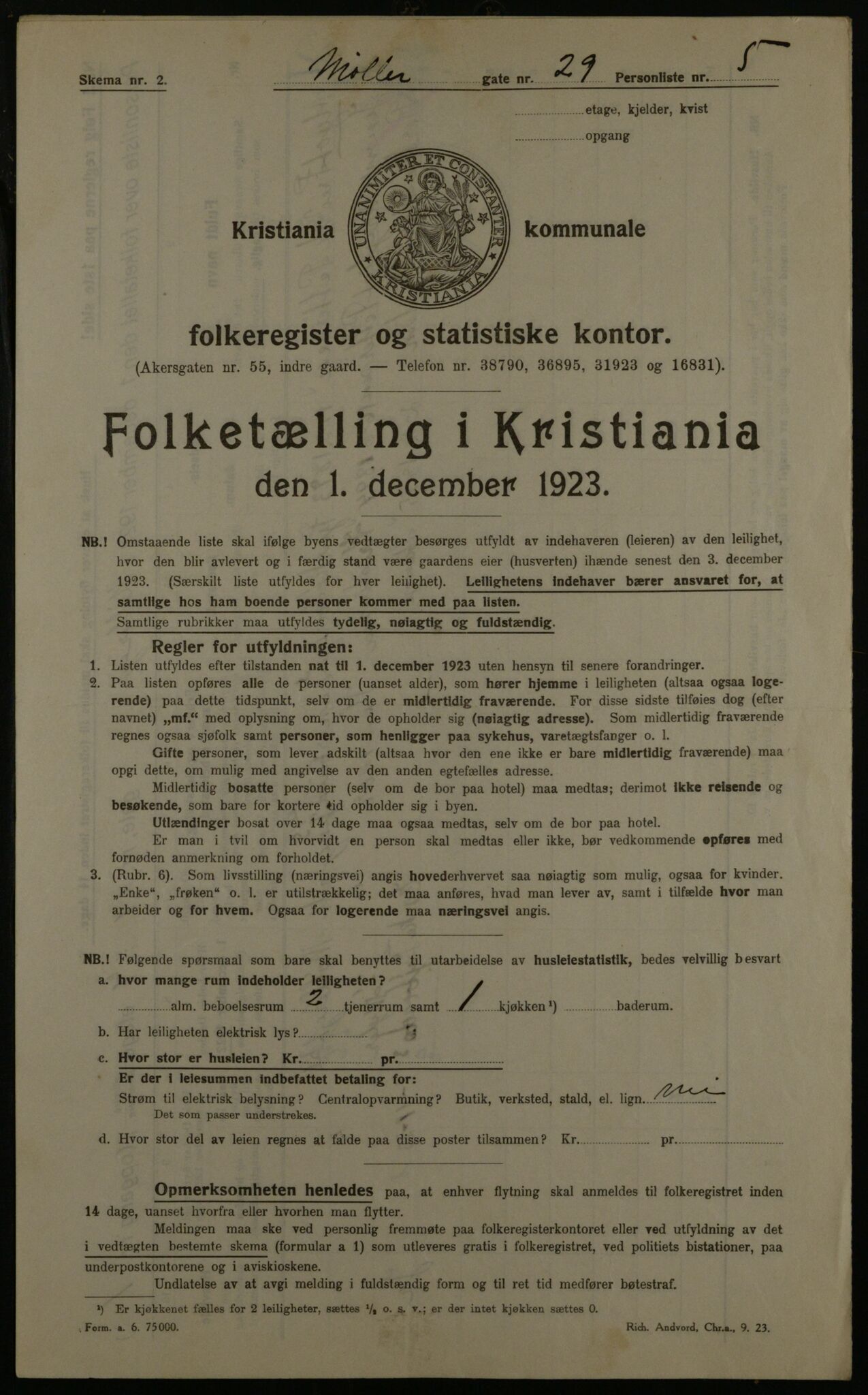 OBA, Kommunal folketelling 1.12.1923 for Kristiania, 1923, s. 75654