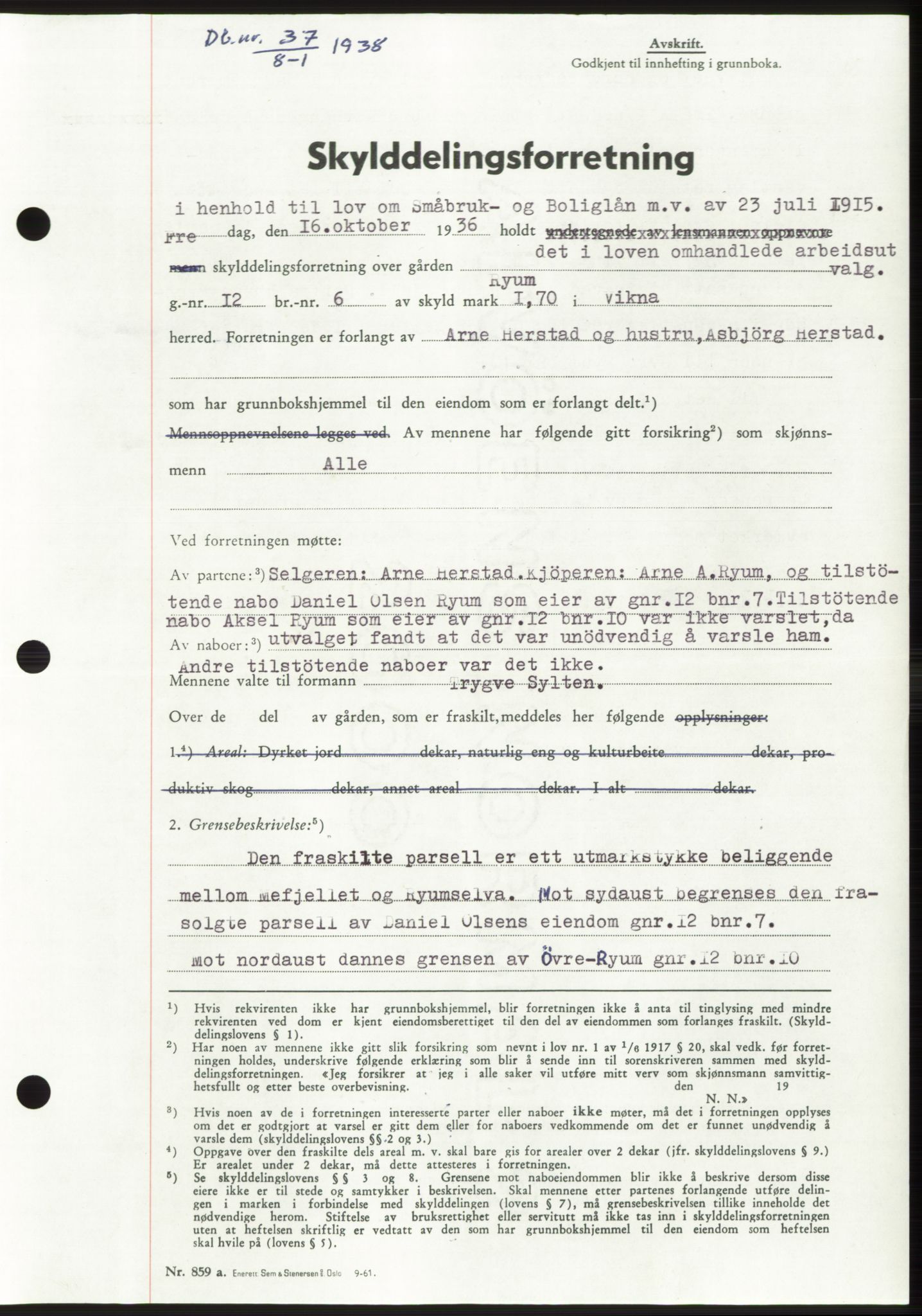 Namdal sorenskriveri, SAT/A-4133/1/2/2C: Pantebok nr. -, 1937-1939, Tingl.dato: 08.01.1938
