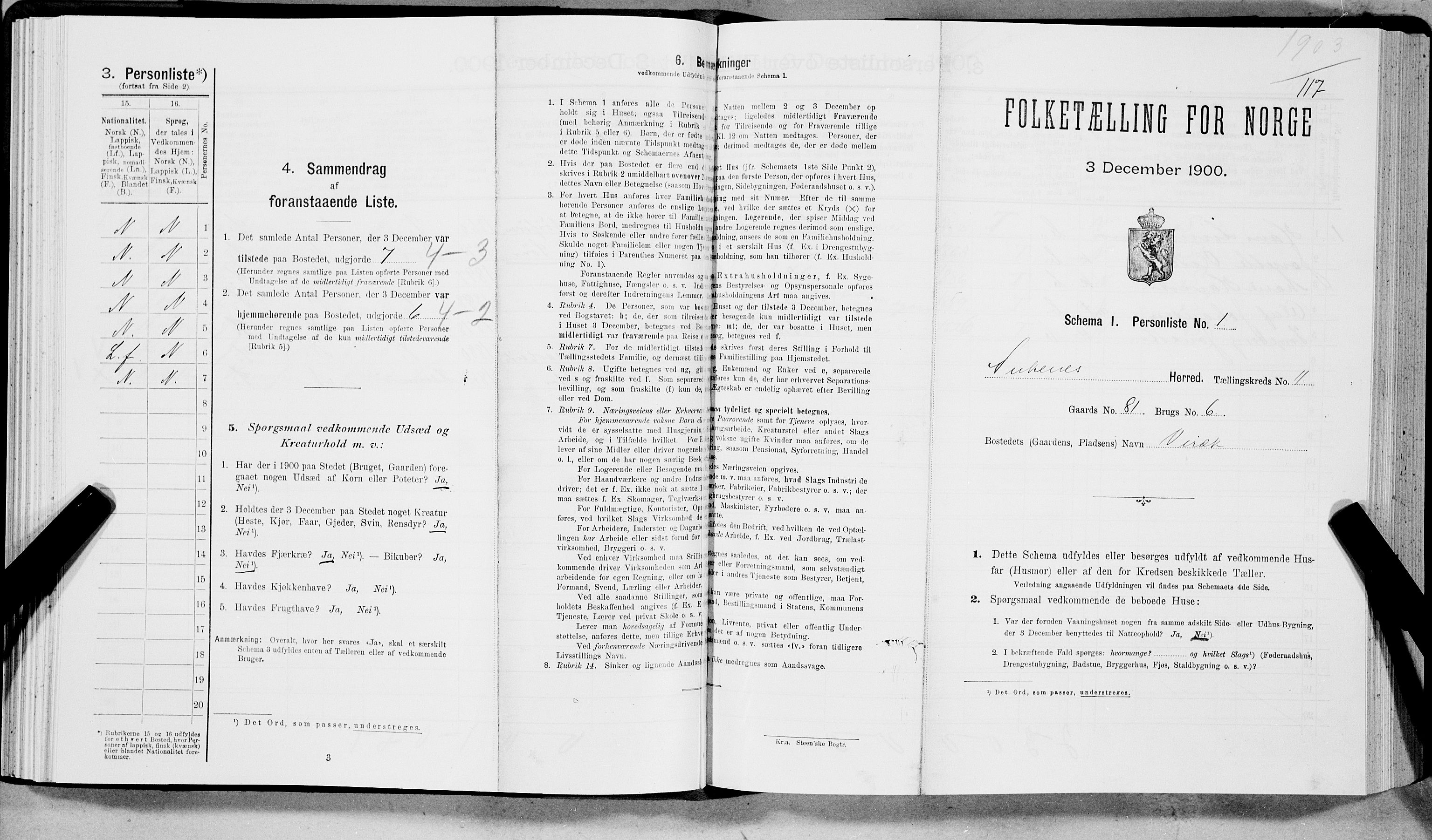 SAT, Folketelling 1900 for 1855 Ankenes herred, 1900, s. 1286
