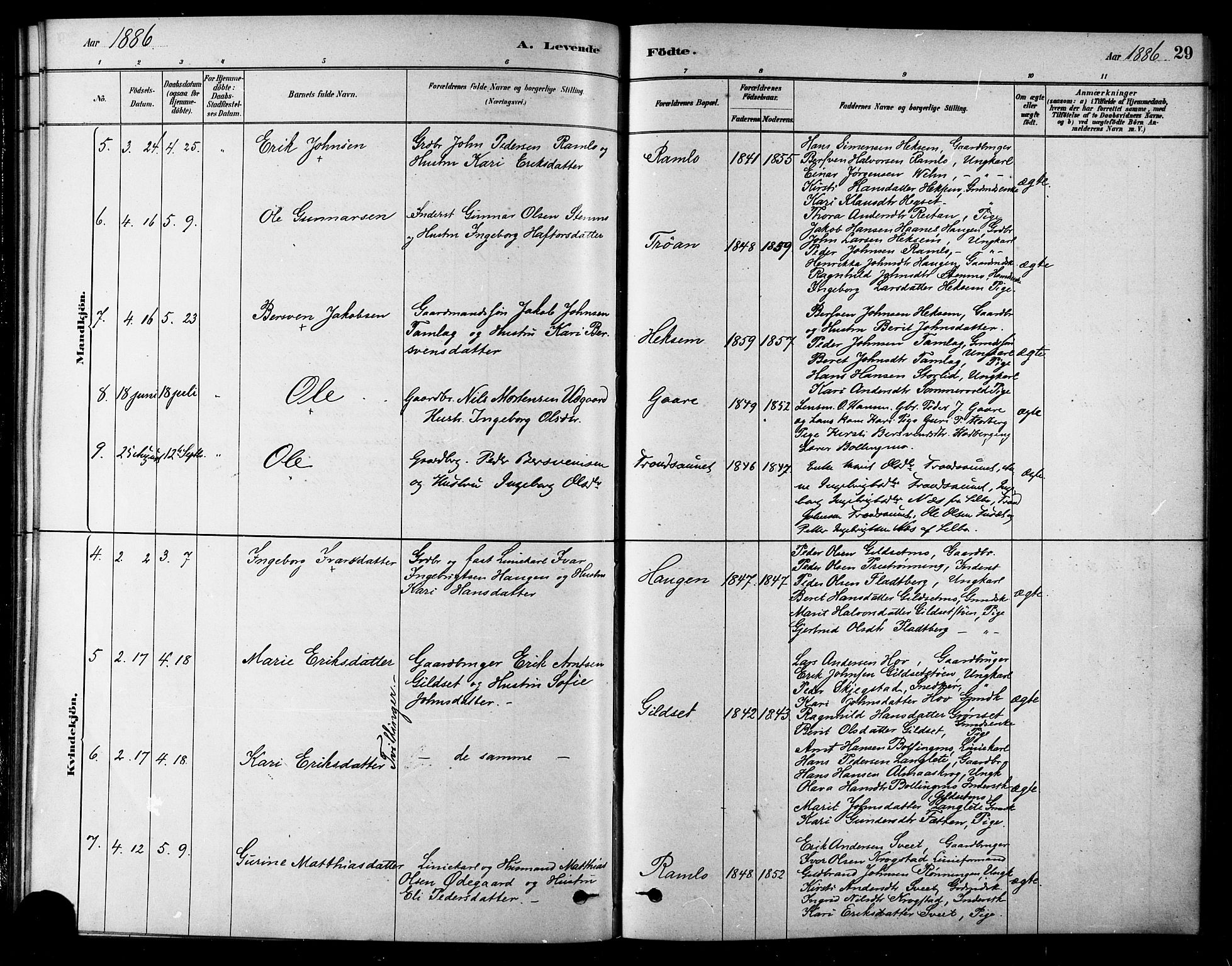 Ministerialprotokoller, klokkerbøker og fødselsregistre - Sør-Trøndelag, AV/SAT-A-1456/685/L0972: Ministerialbok nr. 685A09, 1879-1890, s. 29