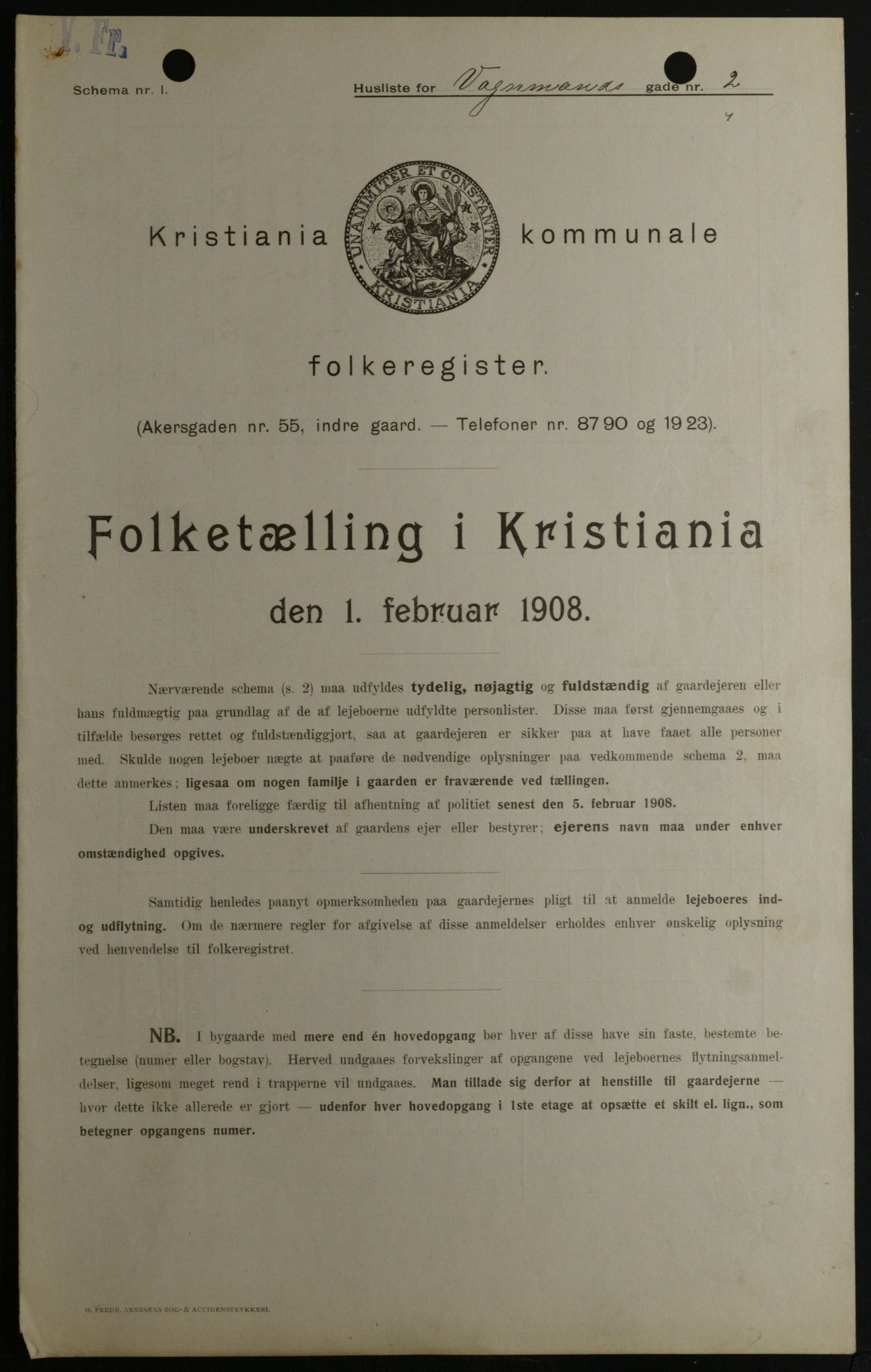OBA, Kommunal folketelling 1.2.1908 for Kristiania kjøpstad, 1908, s. 111422