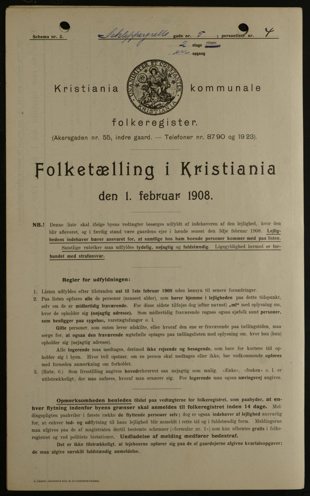 OBA, Kommunal folketelling 1.2.1908 for Kristiania kjøpstad, 1908, s. 80857