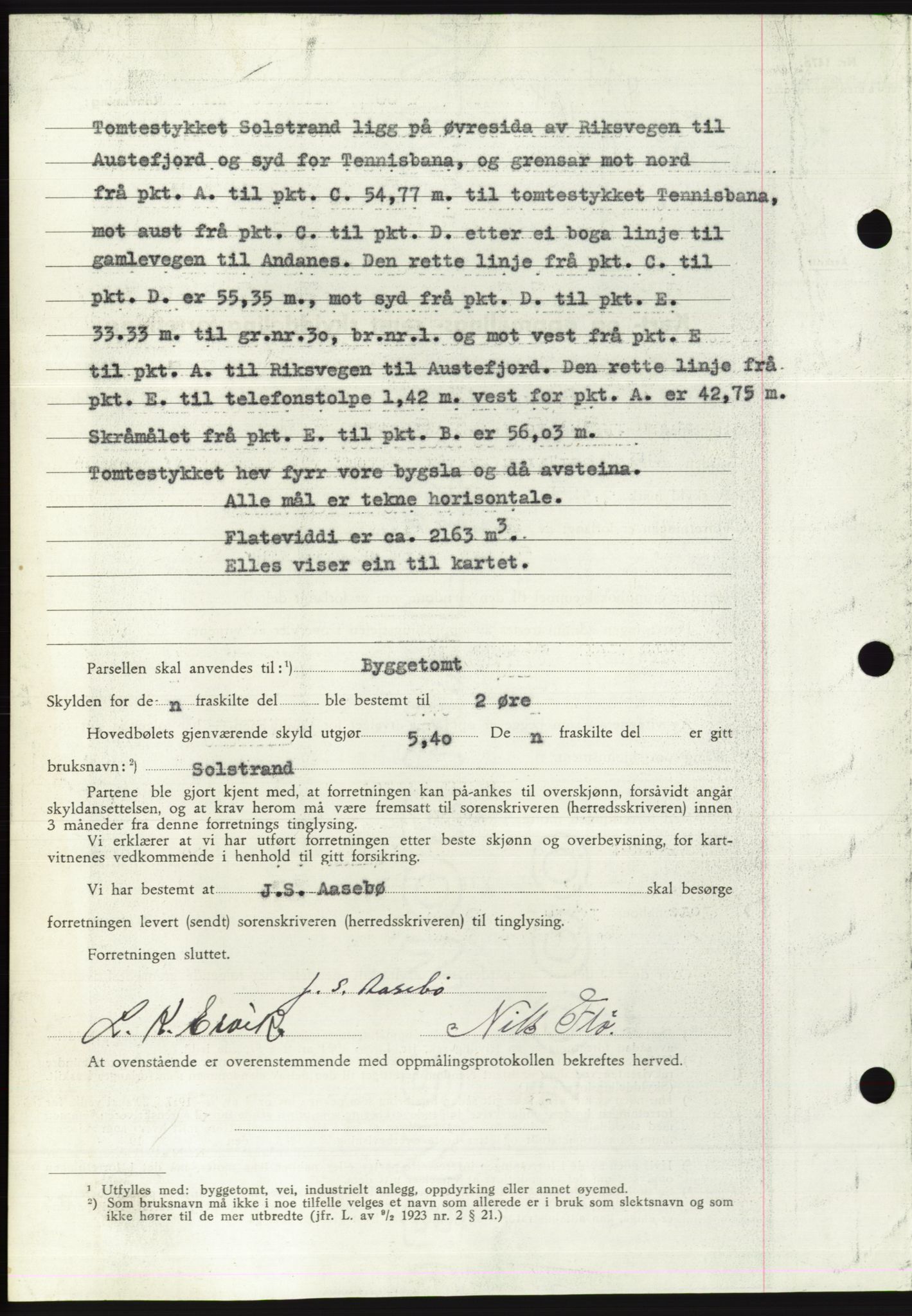 Søre Sunnmøre sorenskriveri, AV/SAT-A-4122/1/2/2C/L0075: Pantebok nr. 1A, 1943-1943, Dagboknr: 897/1943