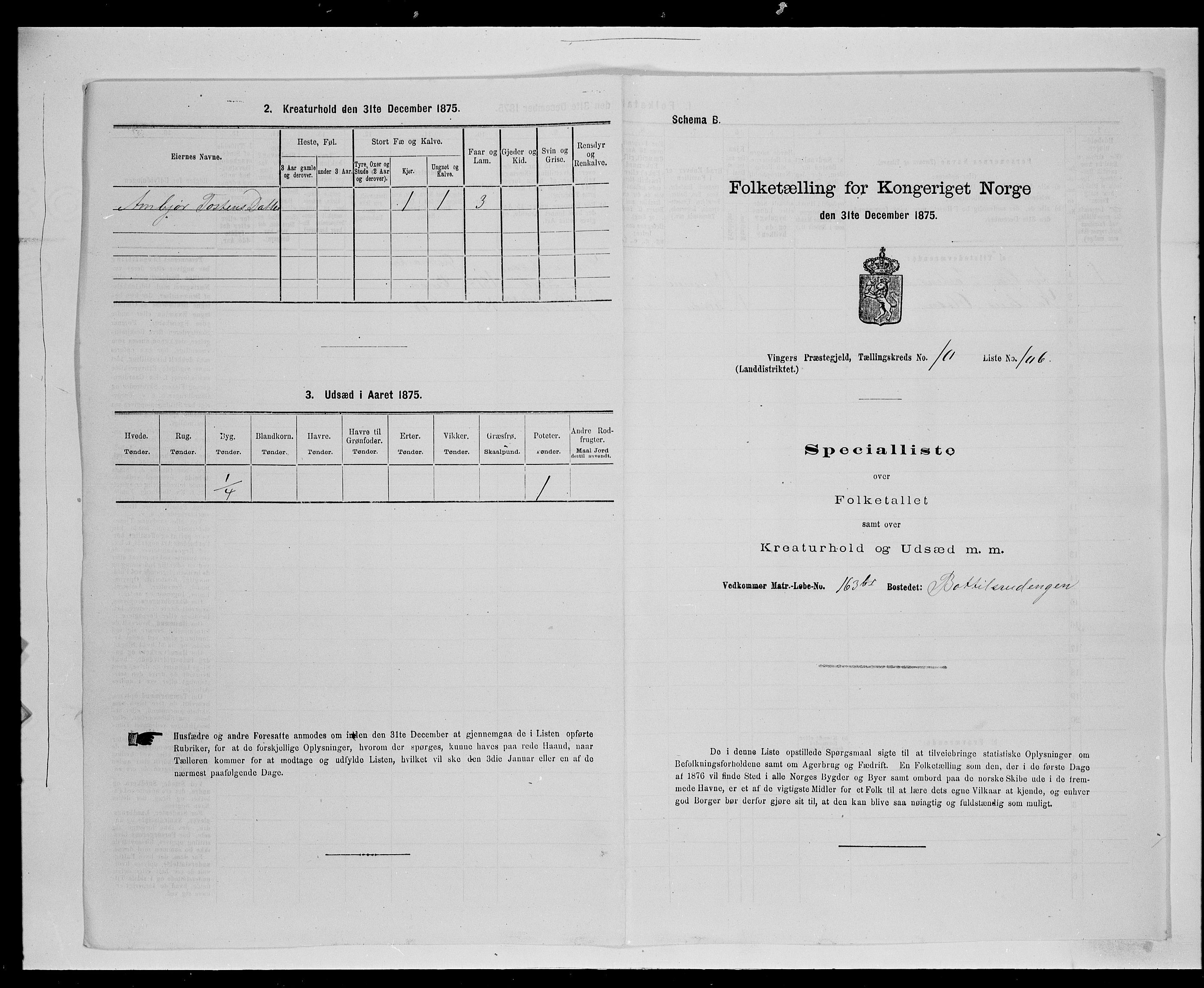 SAH, Folketelling 1875 for 0421L Vinger prestegjeld, Vinger sokn og Austmarka sokn, 1875, s. 1814