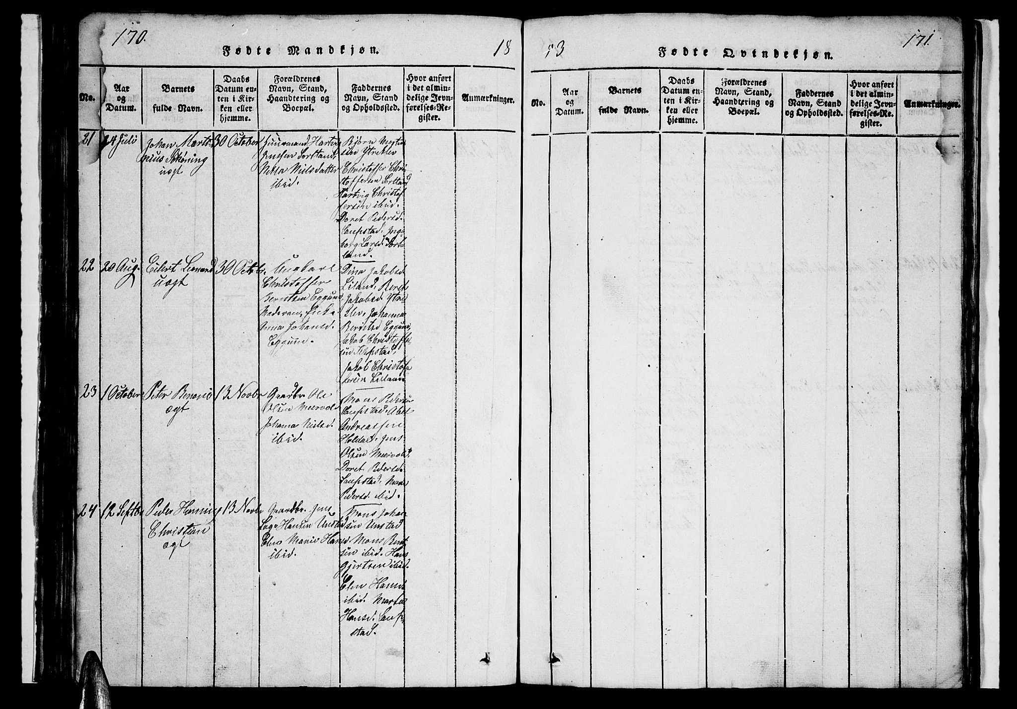 Ministerialprotokoller, klokkerbøker og fødselsregistre - Nordland, AV/SAT-A-1459/880/L1139: Klokkerbok nr. 880C01, 1836-1857, s. 170-171