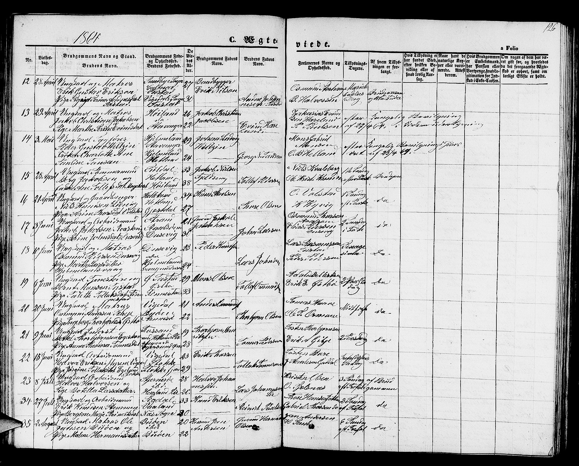 Hetland sokneprestkontor, AV/SAST-A-101826/30/30BB/L0001: Klokkerbok nr. B 1, 1850-1868, s. 126