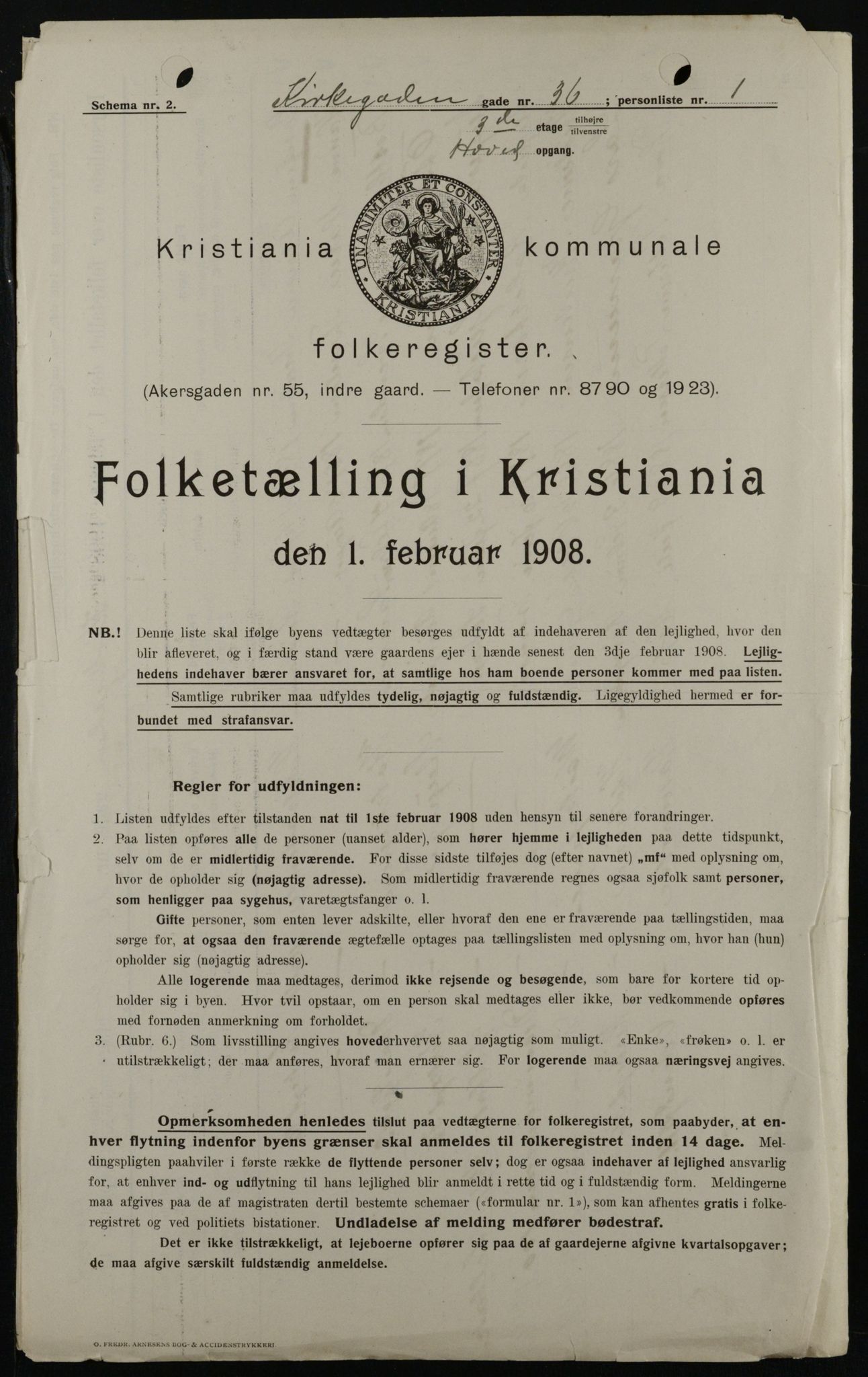 OBA, Kommunal folketelling 1.2.1908 for Kristiania kjøpstad, 1908, s. 44782