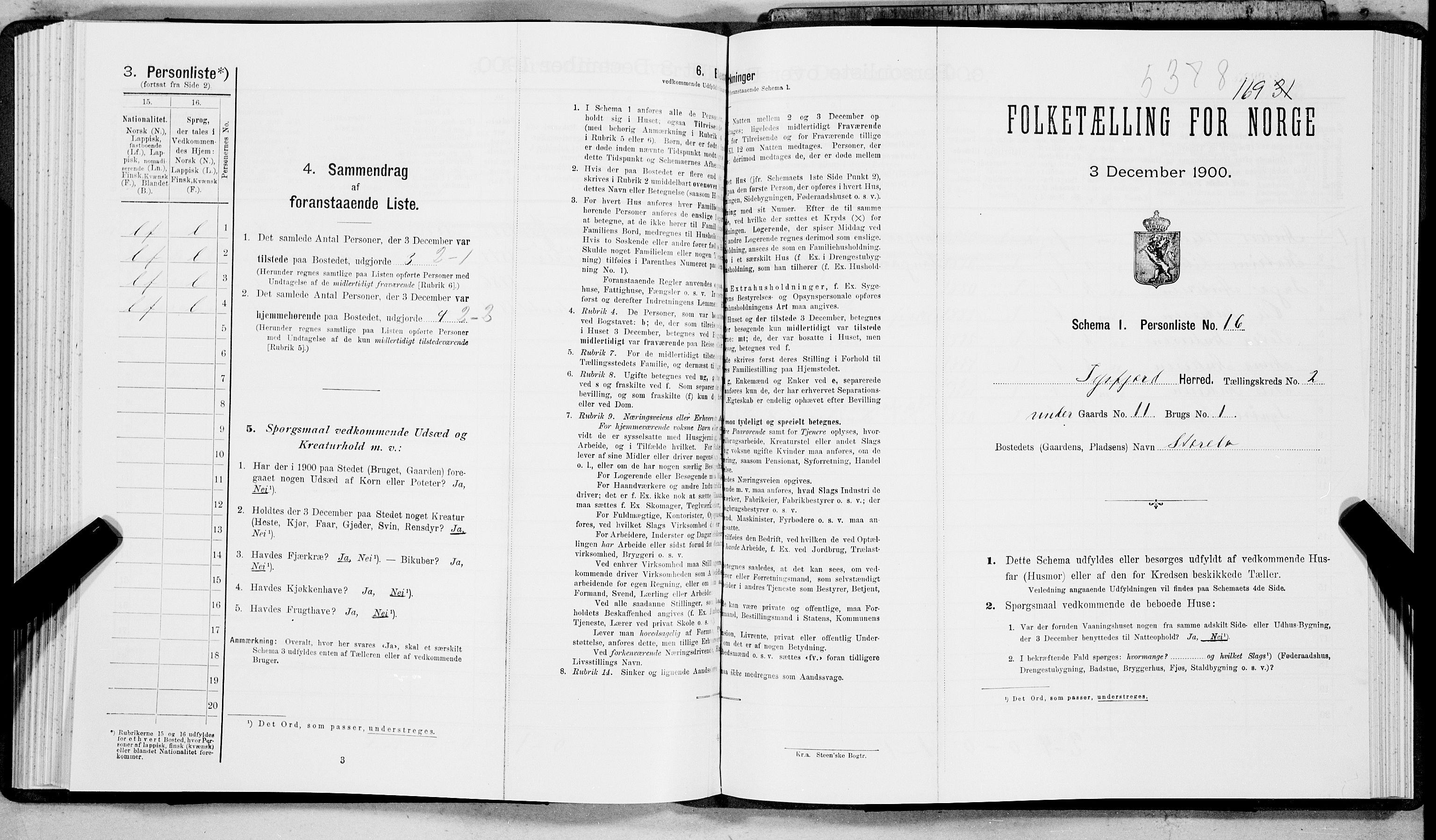 SAT, Folketelling 1900 for 1850 Tysfjord herred, 1900, s. 182