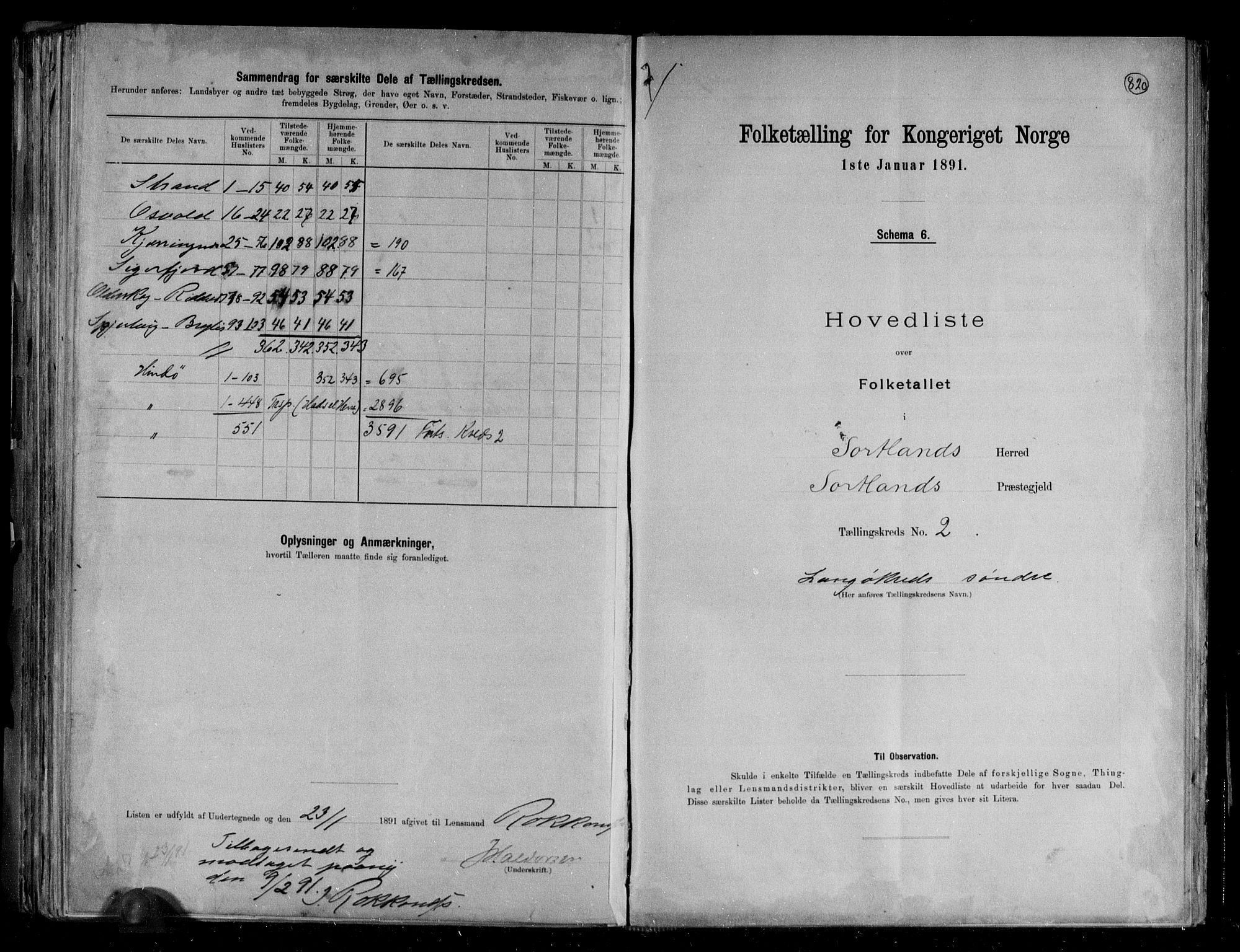 RA, Folketelling 1891 for 1870 Sortland herred, 1891, s. 8