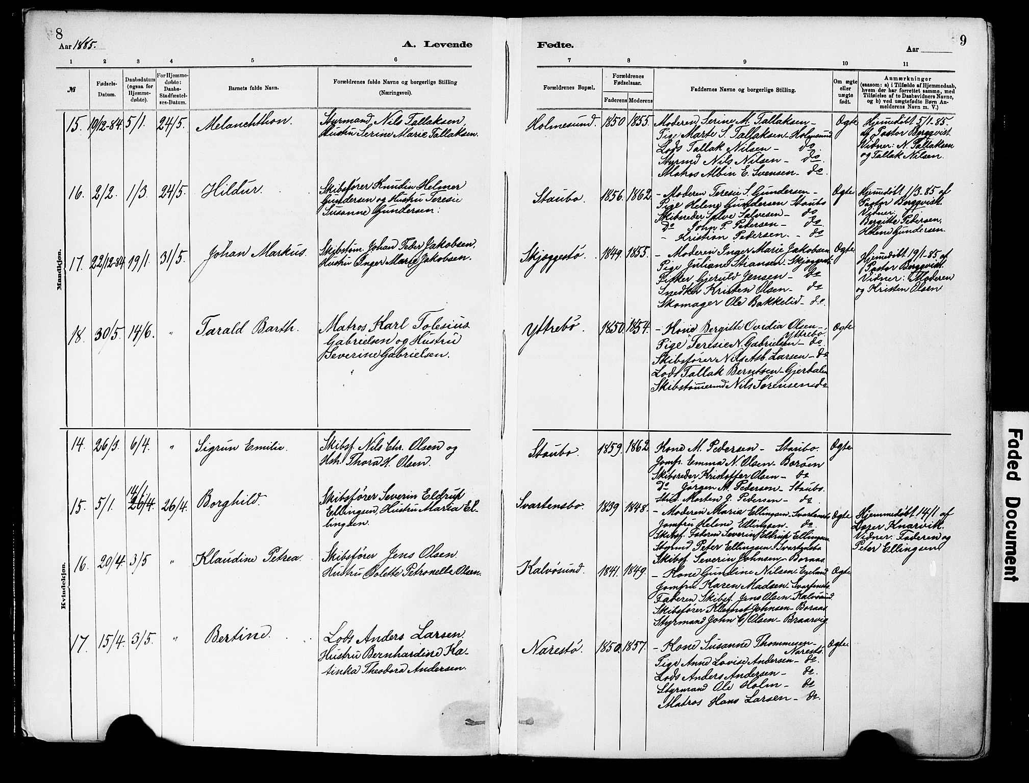 Dypvåg sokneprestkontor, AV/SAK-1111-0007/F/Fa/Fab/L0001: Ministerialbok nr. A 1, 1885-1912, s. 8-9