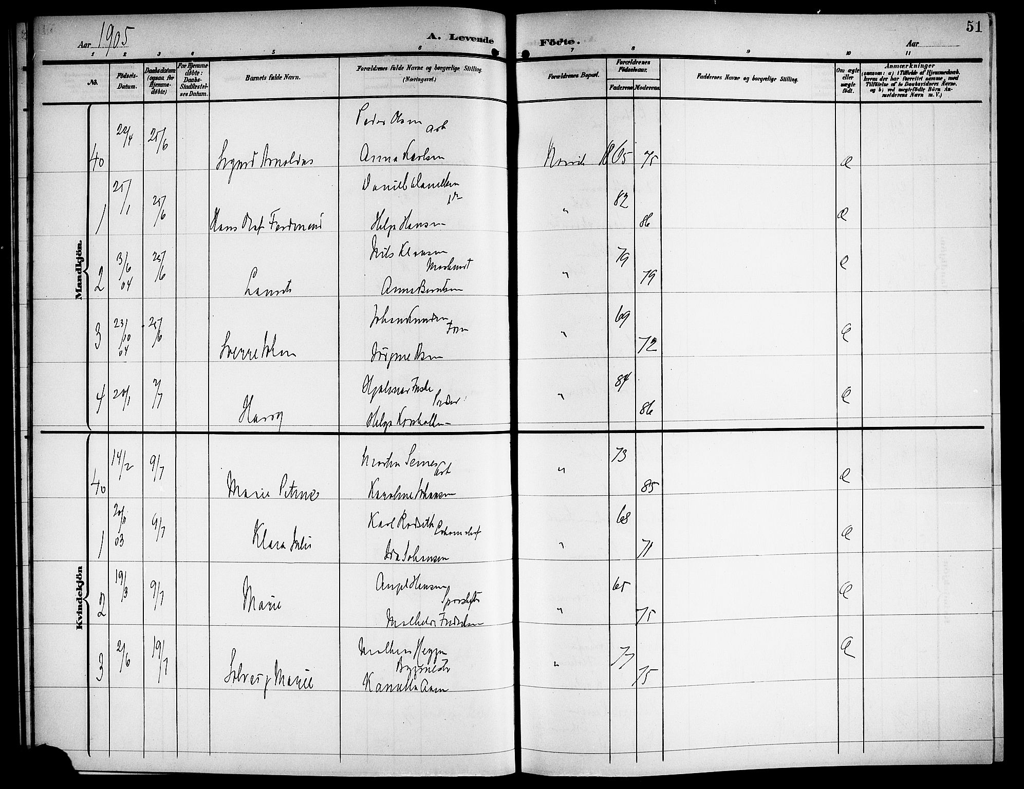 Ministerialprotokoller, klokkerbøker og fødselsregistre - Nordland, AV/SAT-A-1459/871/L1012: Klokkerbok nr. 871C01, 1902-1909, s. 51