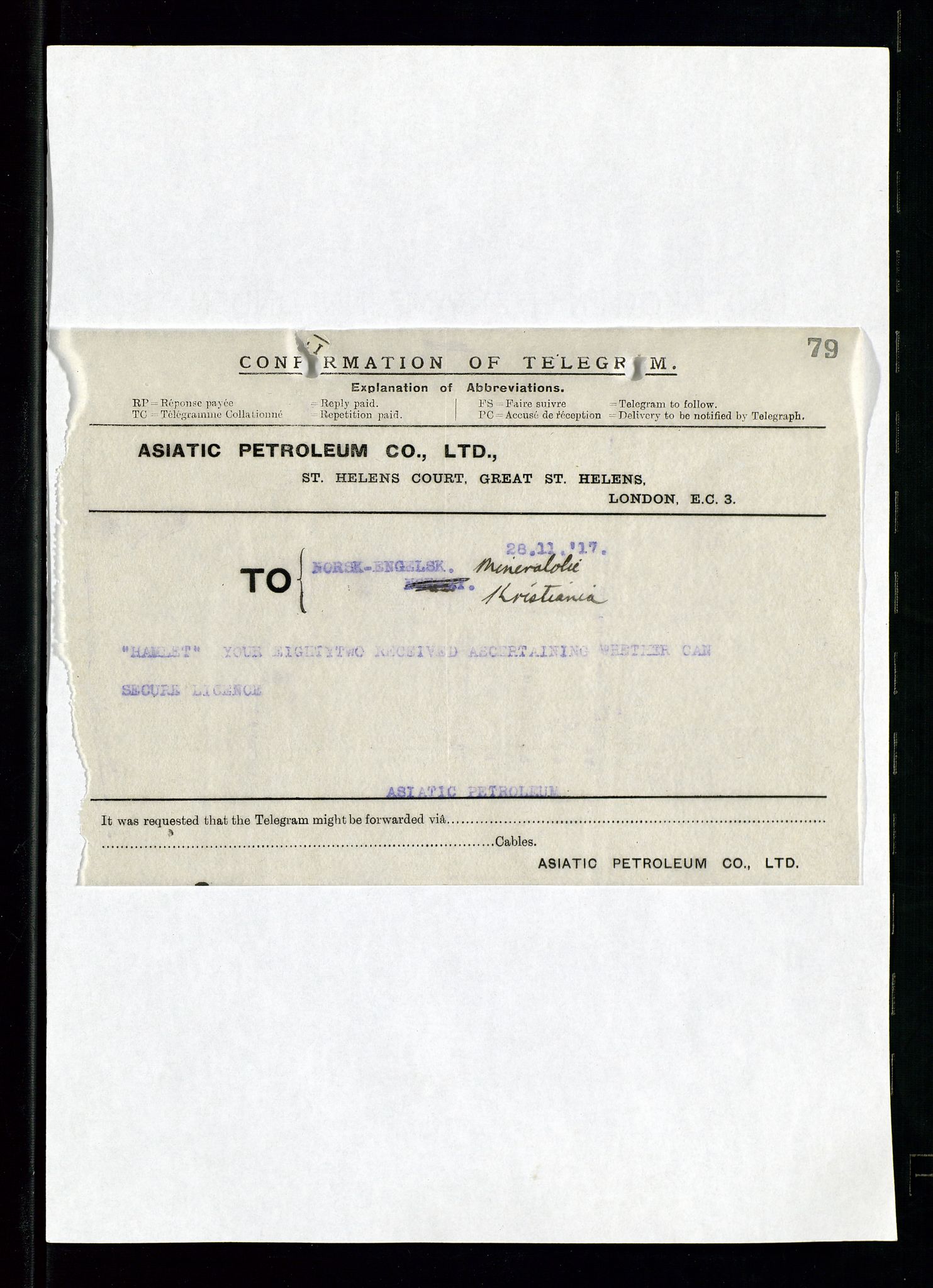 Pa 1521 - A/S Norske Shell, AV/SAST-A-101915/E/Ea/Eaa/L0001: Sjefskorrespondanse, 1917, s. 71