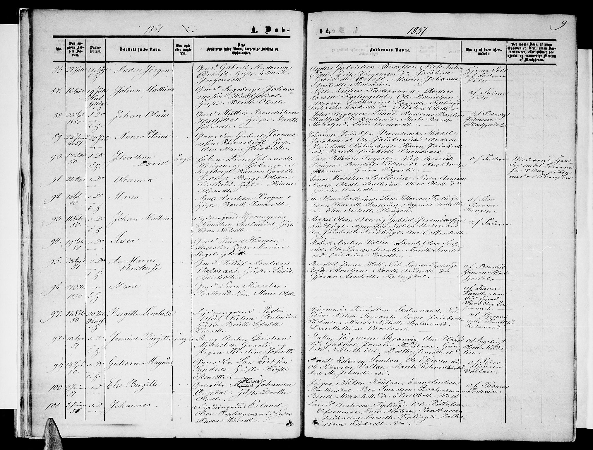 Ministerialprotokoller, klokkerbøker og fødselsregistre - Nordland, AV/SAT-A-1459/820/L0301: Klokkerbok nr. 820C03, 1851-1858, s. 9
