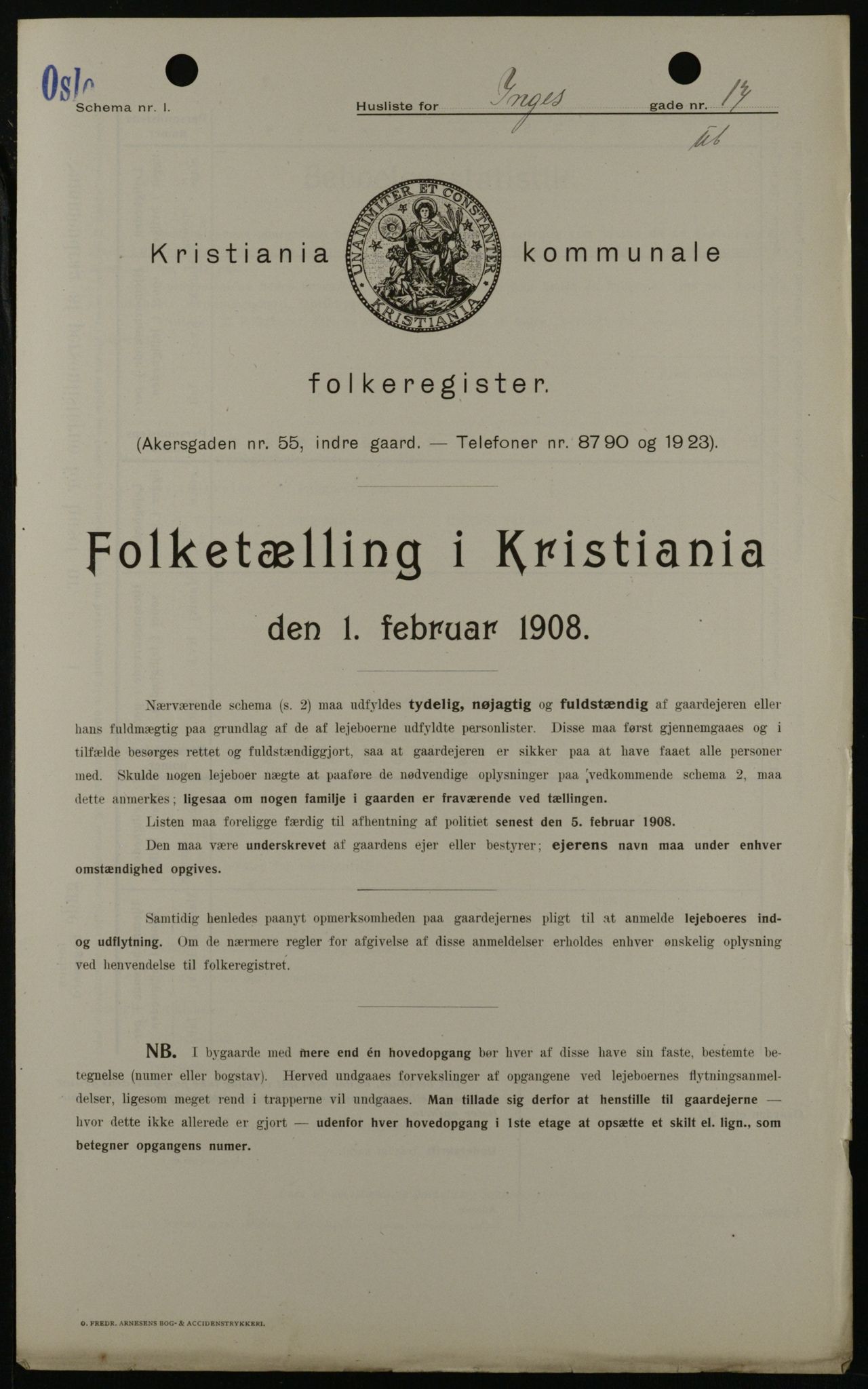 OBA, Kommunal folketelling 1.2.1908 for Kristiania kjøpstad, 1908, s. 39489