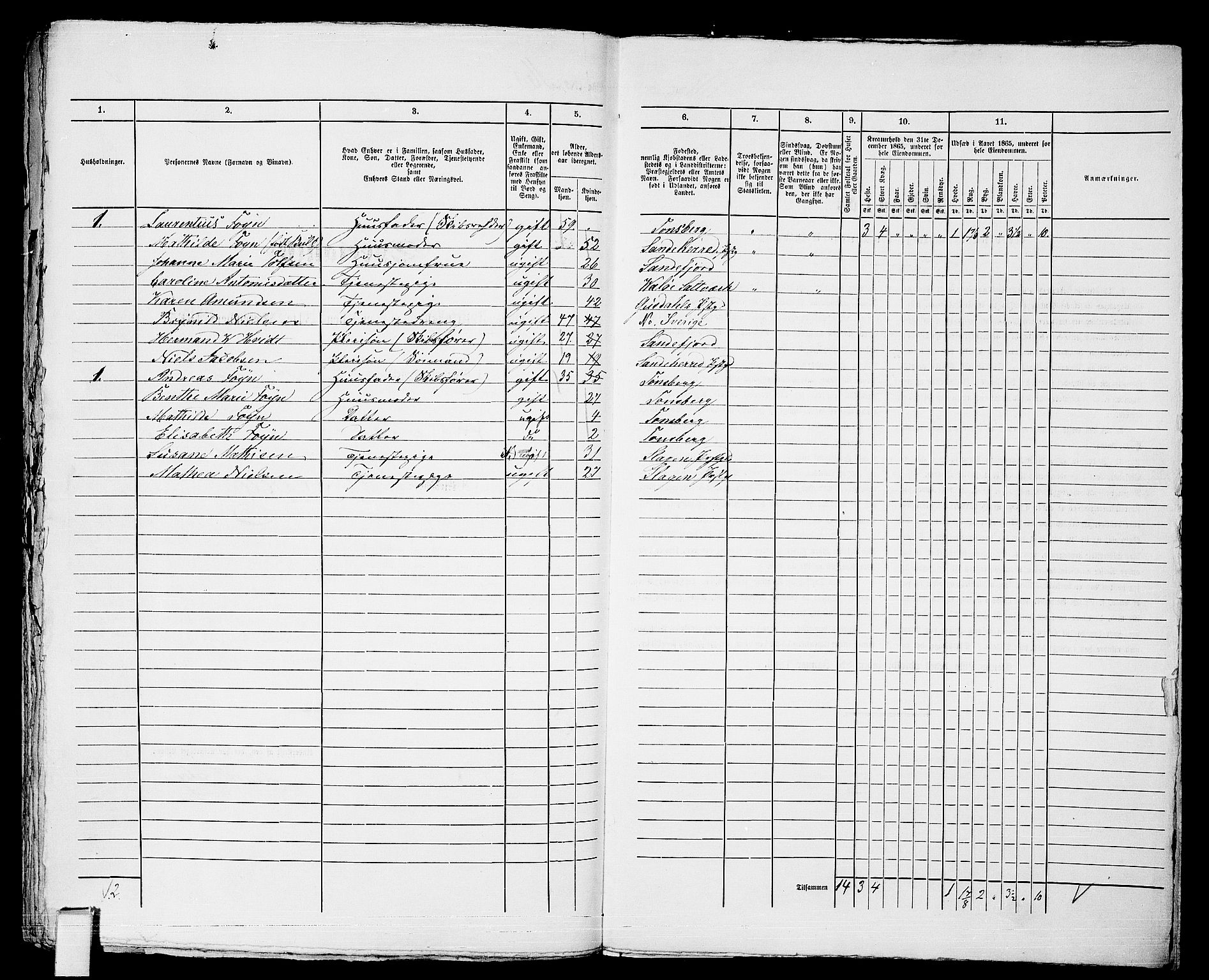 RA, Folketelling 1865 for 0705P Tønsberg prestegjeld, 1865, s. 351