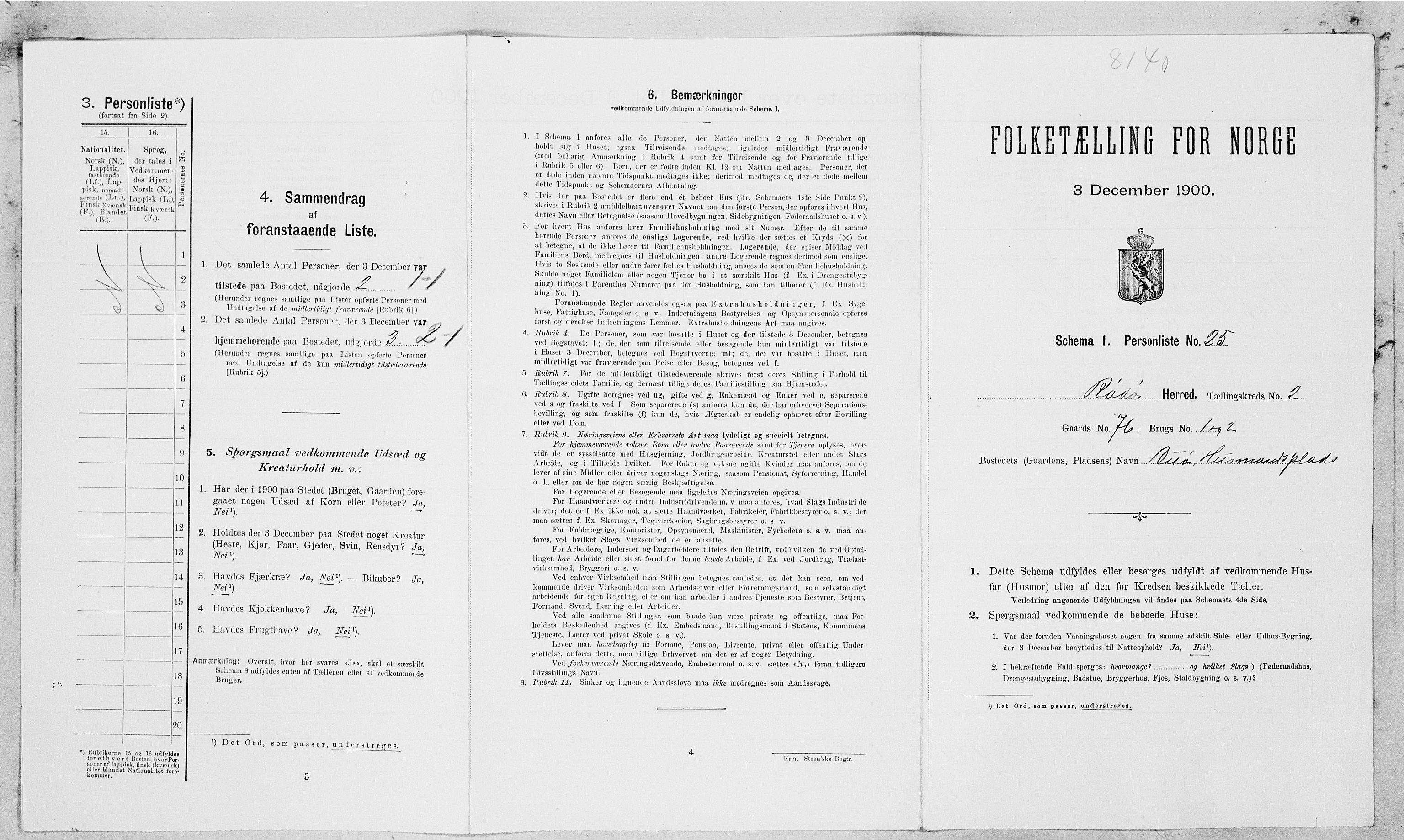 SAT, Folketelling 1900 for 1836 Rødøy herred, 1900, s. 162