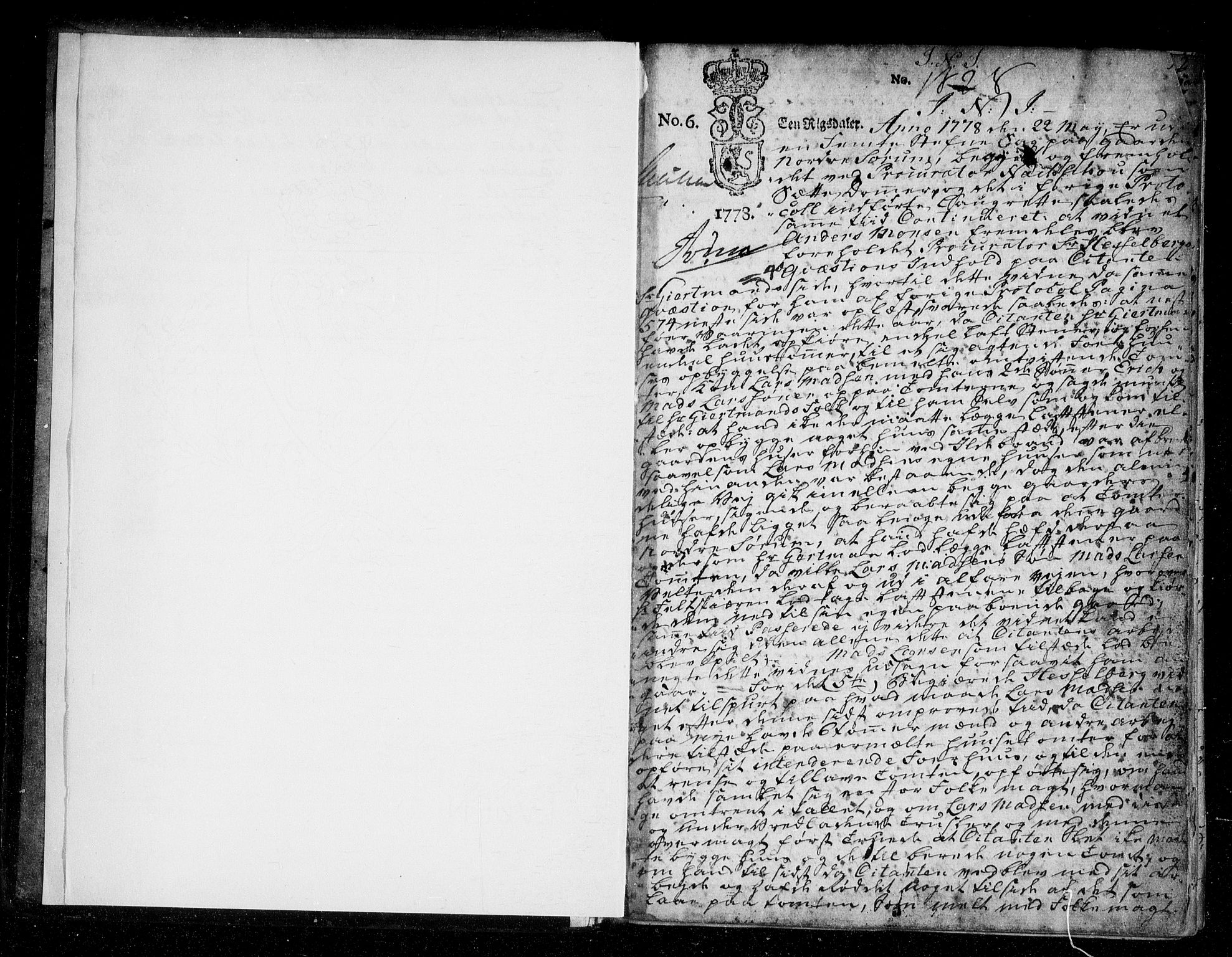 Ringerike og Hallingdal sorenskriveri, AV/SAKO-A-81/F/Fa/Fac/L0009: Tingbok - Ringerike, 1778-1784, s. 1