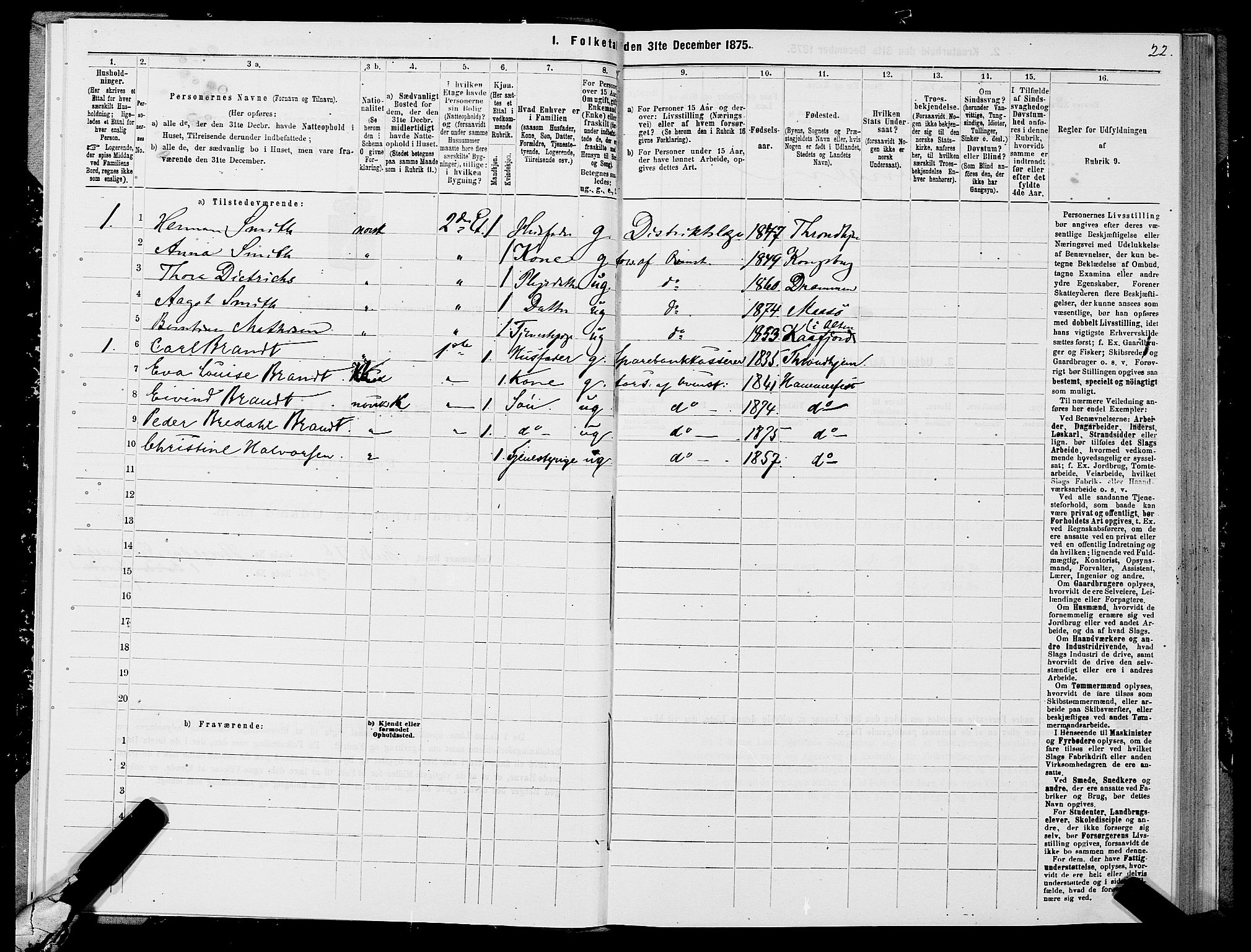 SATØ, Folketelling 1875 for 2001B Hammerfest prestegjeld, Hammerfest kjøpstad, 1875, s. 1022