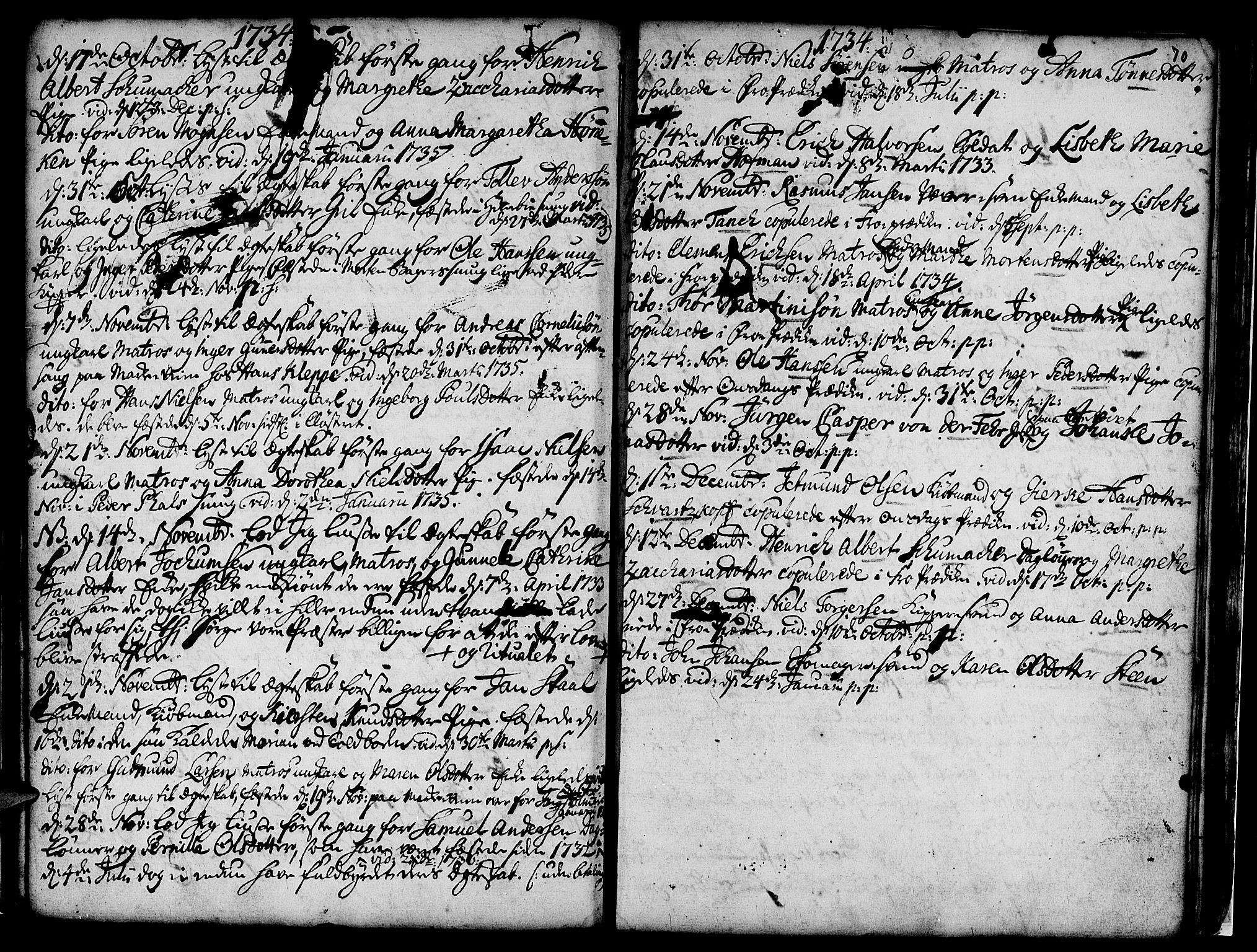 Nykirken Sokneprestembete, SAB/A-77101/H/Haa/L0007: Ministerialbok nr. A 7, 1719-1781, s. 70