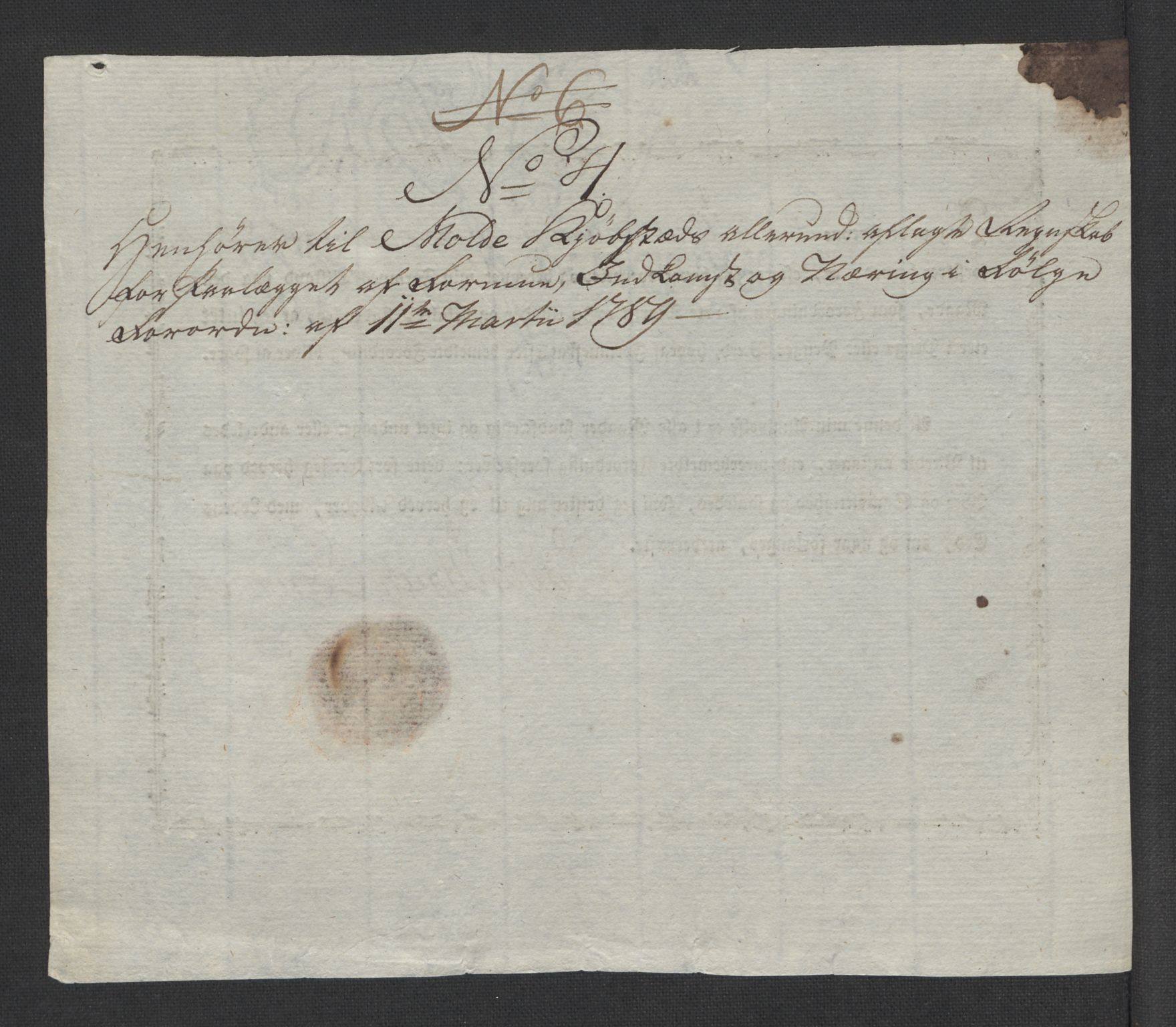 Rentekammeret inntil 1814, Reviderte regnskaper, Mindre regnskaper, RA/EA-4068/Rf/Rfe/L0024: Modum Blåfarvevverk, Molde, Moss, 1789, s. 52