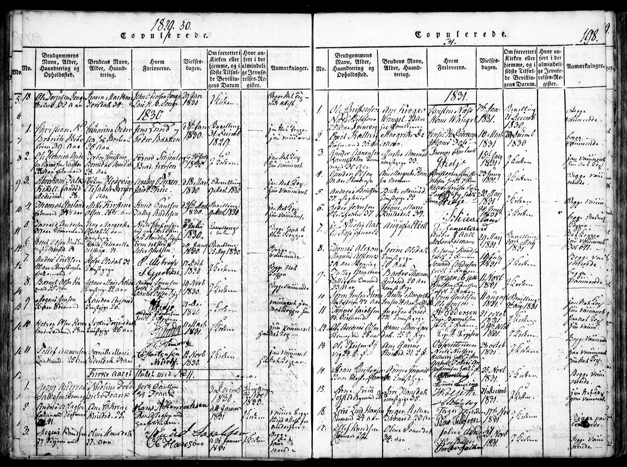 Arendal sokneprestkontor, Trefoldighet, AV/SAK-1111-0040/F/Fa/L0004: Ministerialbok nr. A 4, 1816-1839, s. 198