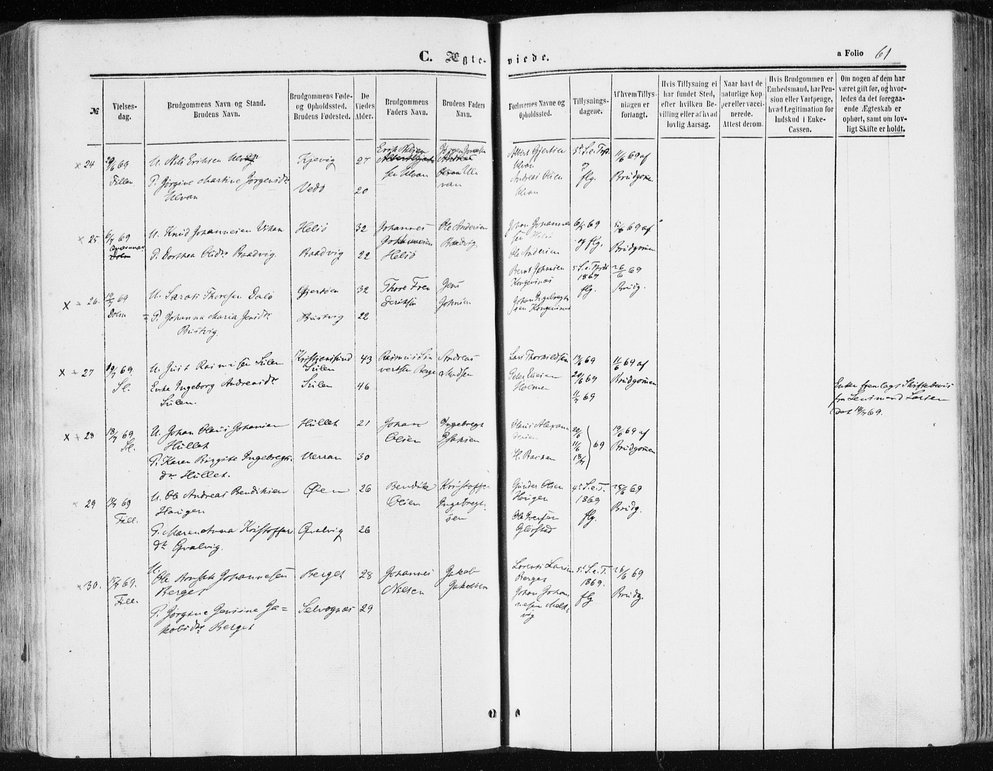 Ministerialprotokoller, klokkerbøker og fødselsregistre - Sør-Trøndelag, AV/SAT-A-1456/634/L0531: Ministerialbok nr. 634A07, 1861-1870, s. 61