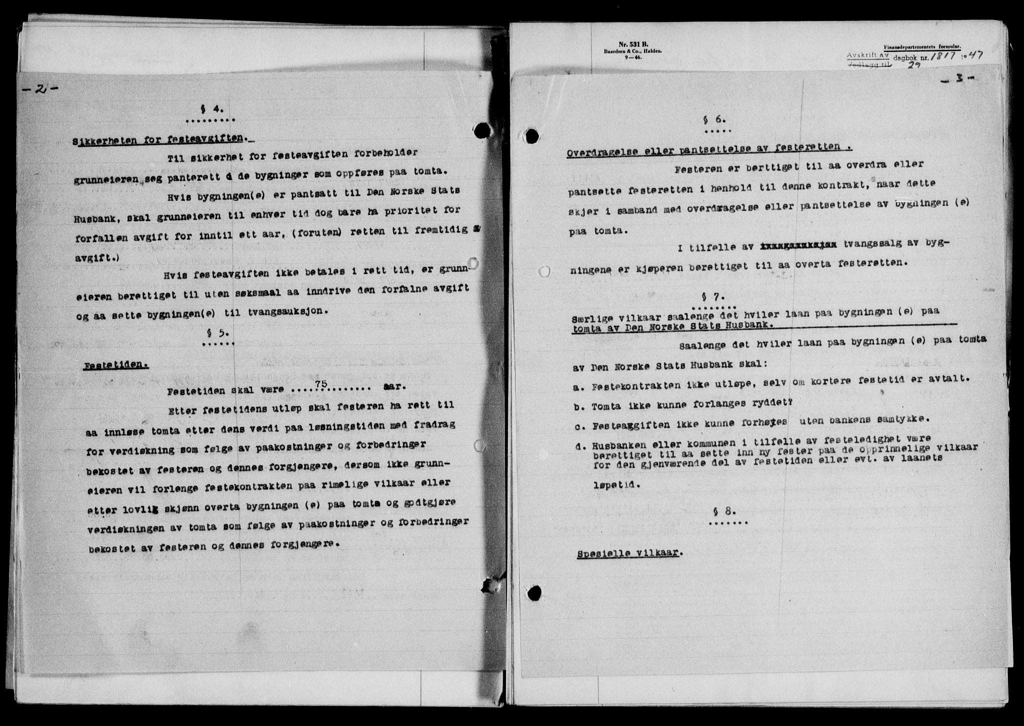Lofoten sorenskriveri, SAT/A-0017/1/2/2C/L0017a: Pantebok nr. 17a, 1947-1948, Dagboknr: 1815/1947