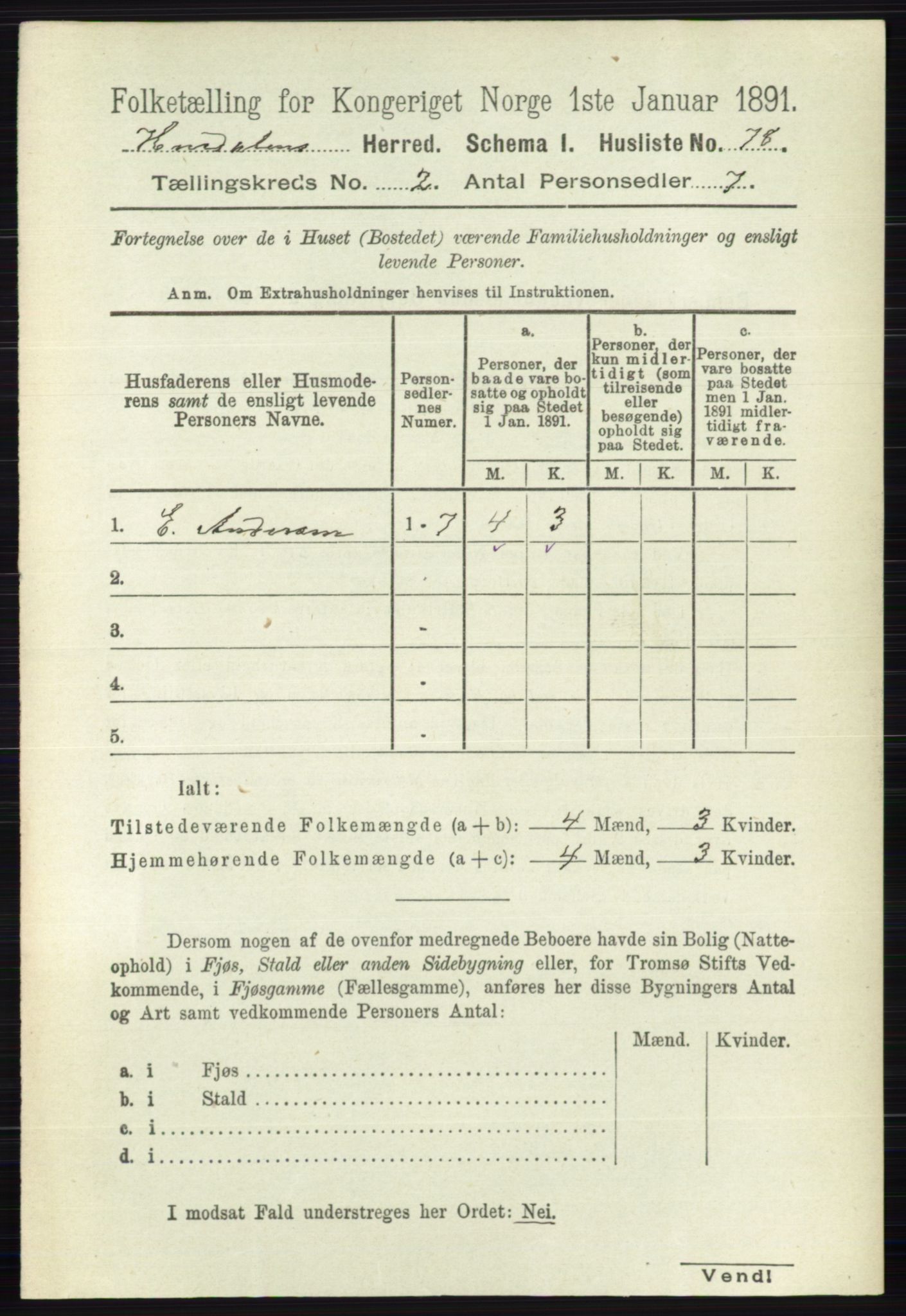 RA, Folketelling 1891 for 0239 Hurdal herred, 1891, s. 520