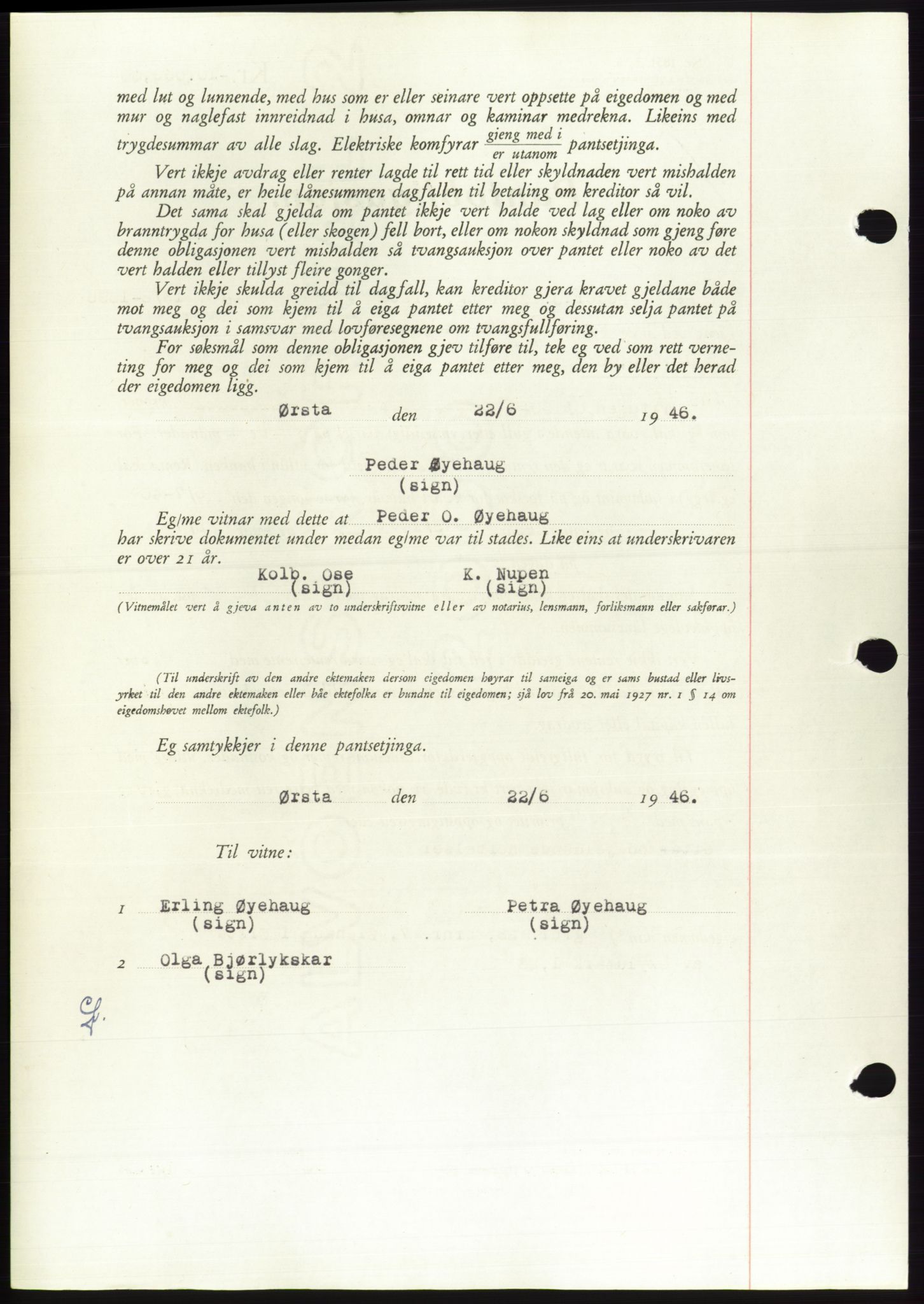 Søre Sunnmøre sorenskriveri, AV/SAT-A-4122/1/2/2C/L0114: Pantebok nr. 1-2B, 1943-1947, Dagboknr: 1547/1946
