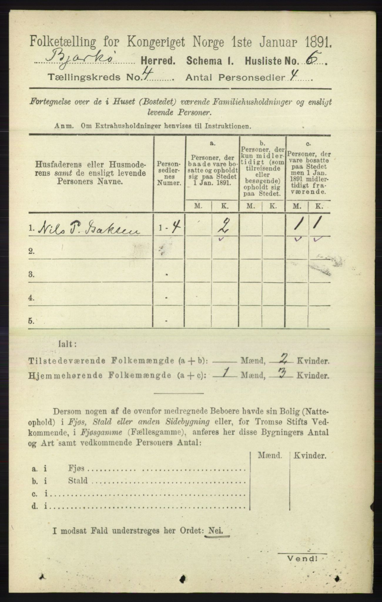 RA, Folketelling 1891 for 1915 Bjarkøy herred, 1891, s. 1877