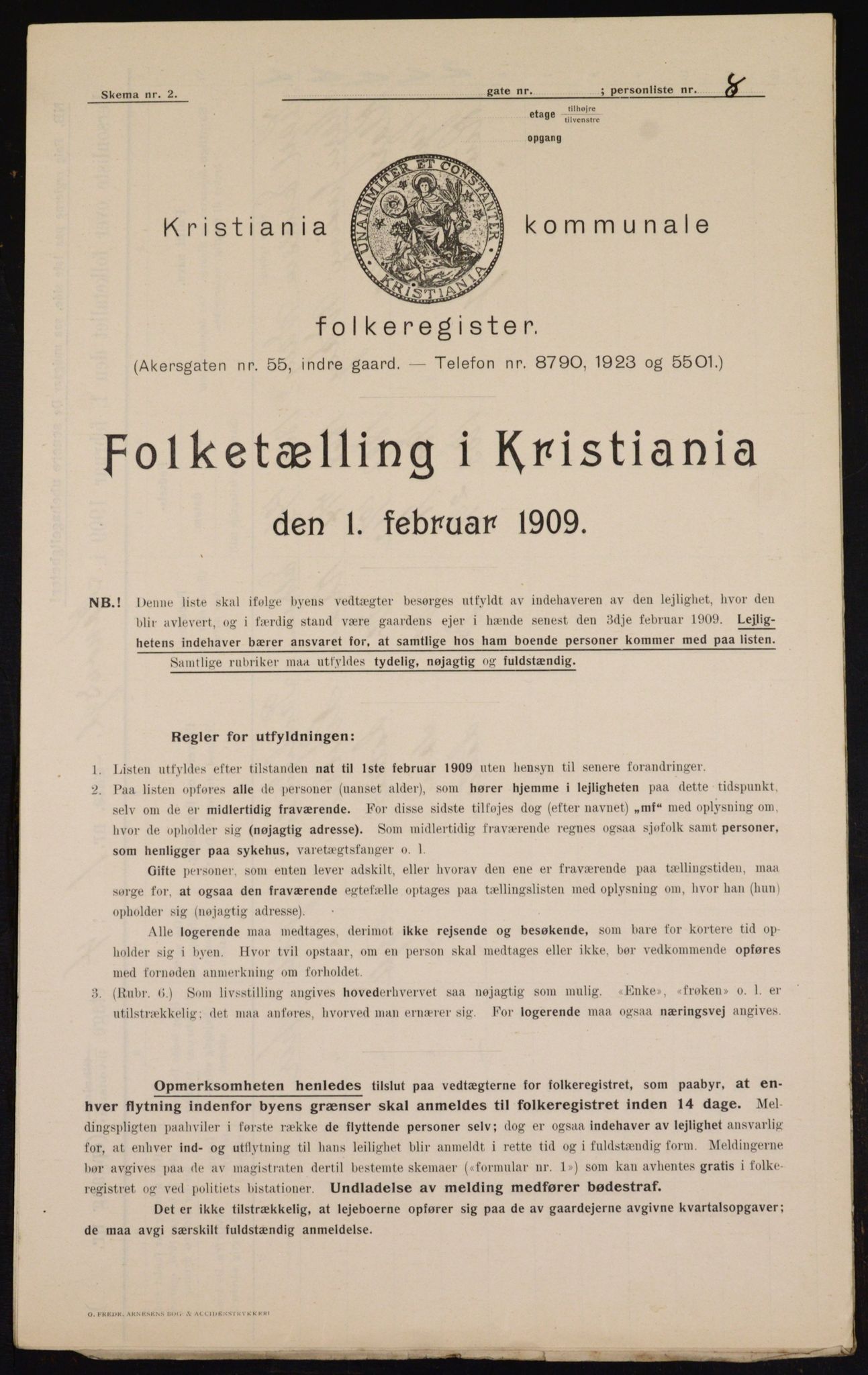 OBA, Kommunal folketelling 1.2.1909 for Kristiania kjøpstad, 1909, s. 48662