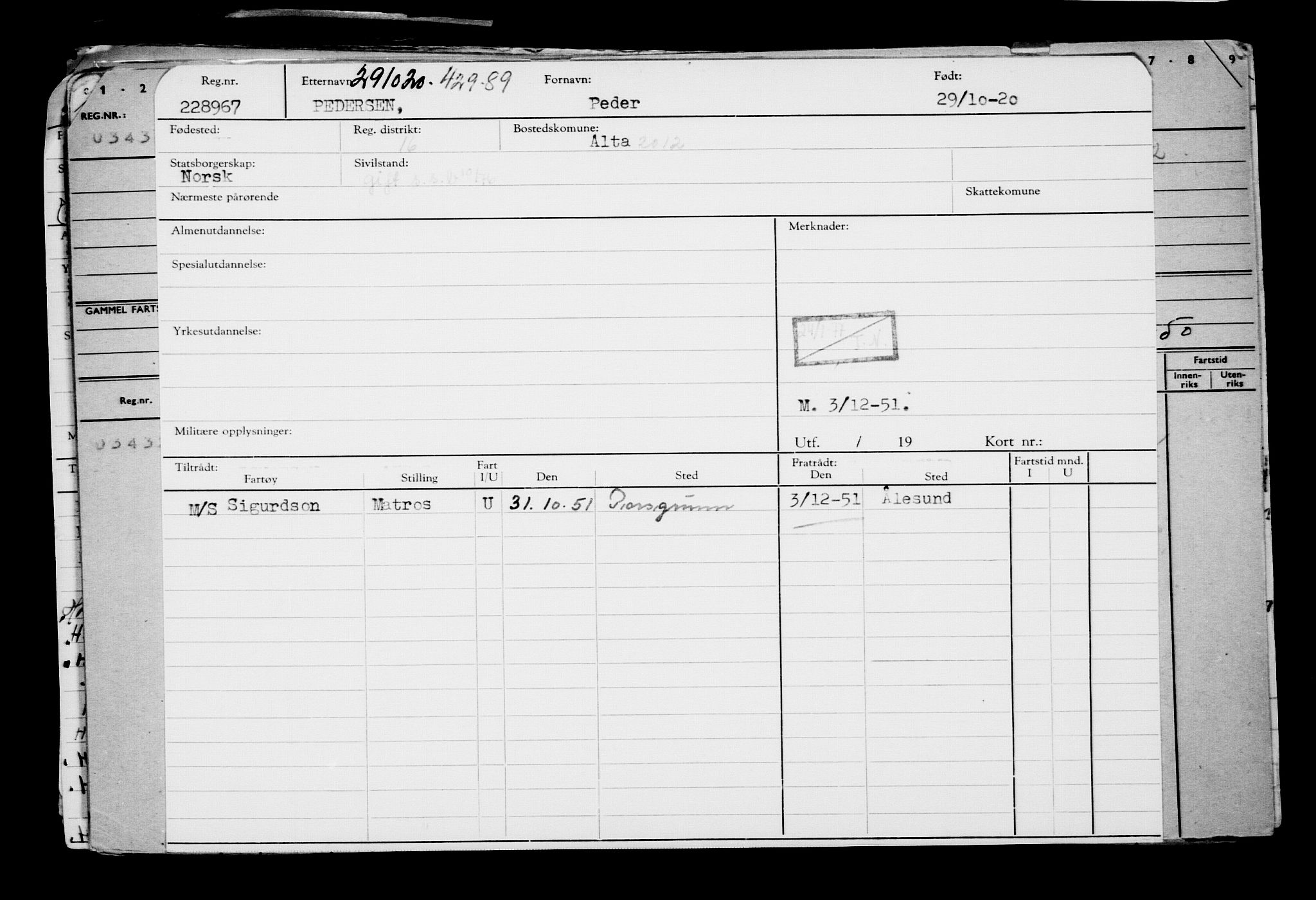 Direktoratet for sjømenn, AV/RA-S-3545/G/Gb/L0186: Hovedkort, 1920, s. 730