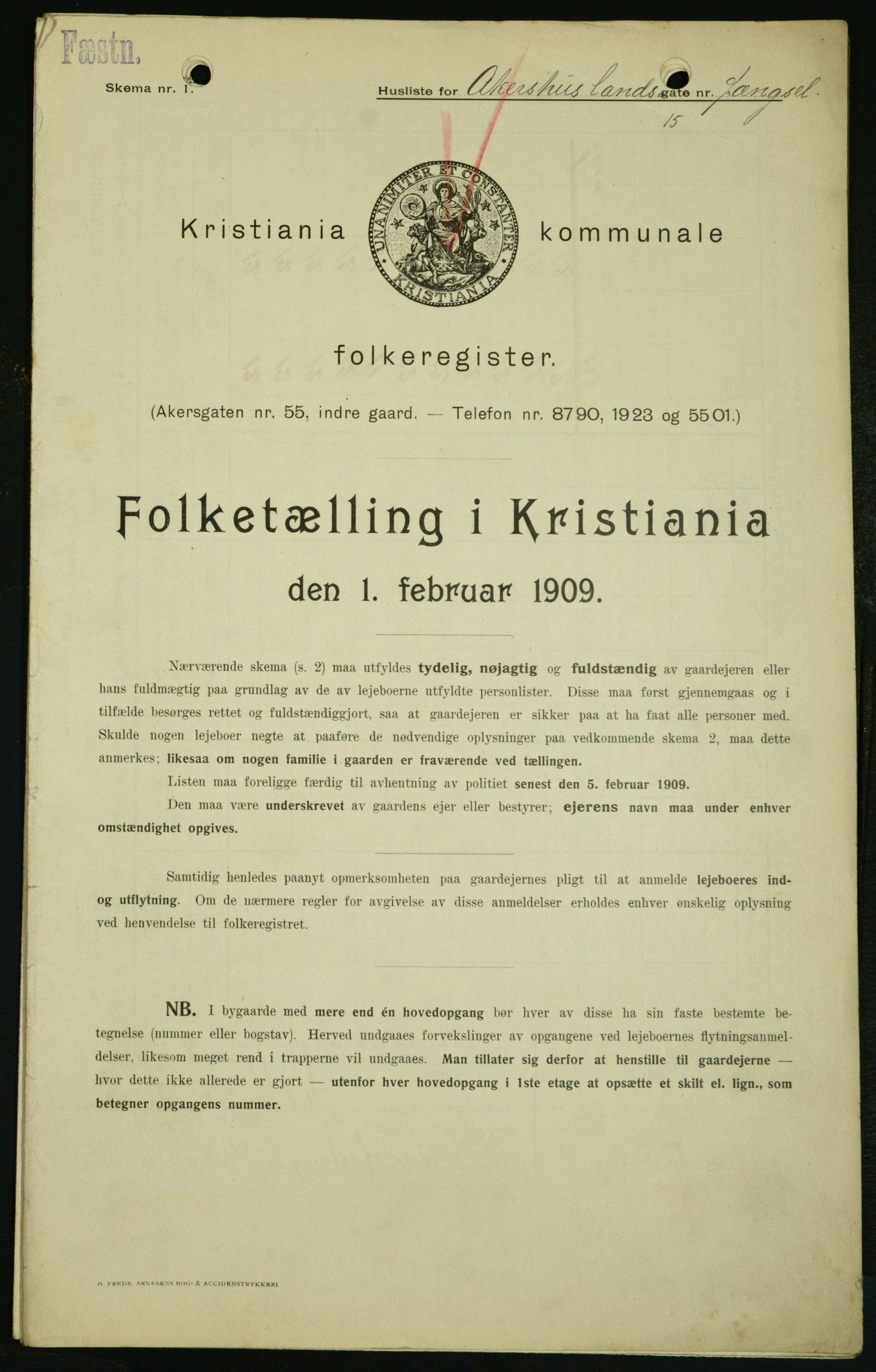 OBA, Kommunal folketelling 1.2.1909 for Kristiania kjøpstad, 1909, s. 21701