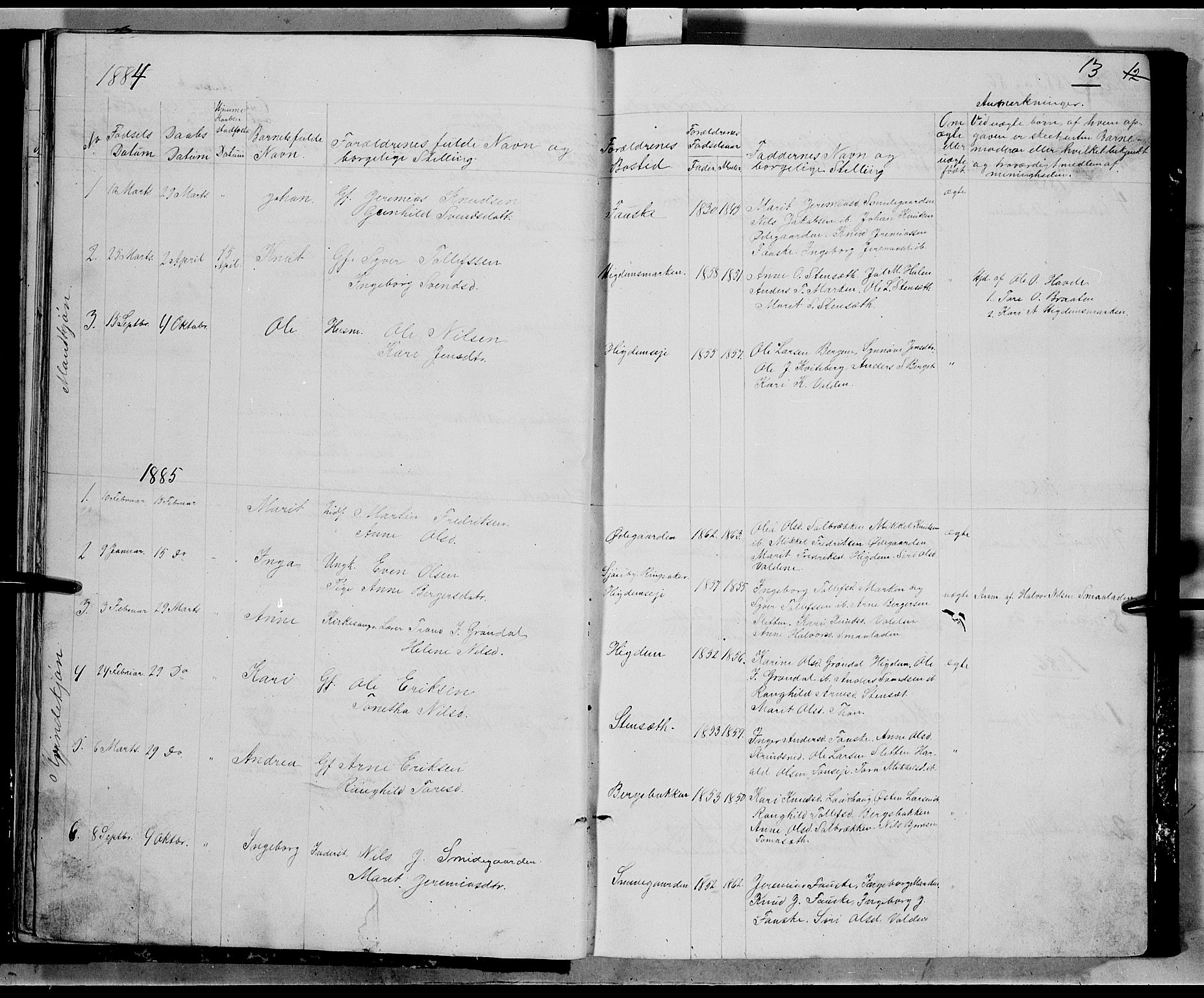 Nord-Aurdal prestekontor, AV/SAH-PREST-132/H/Ha/Hab/L0005: Klokkerbok nr. 5, 1876-1895, s. 13