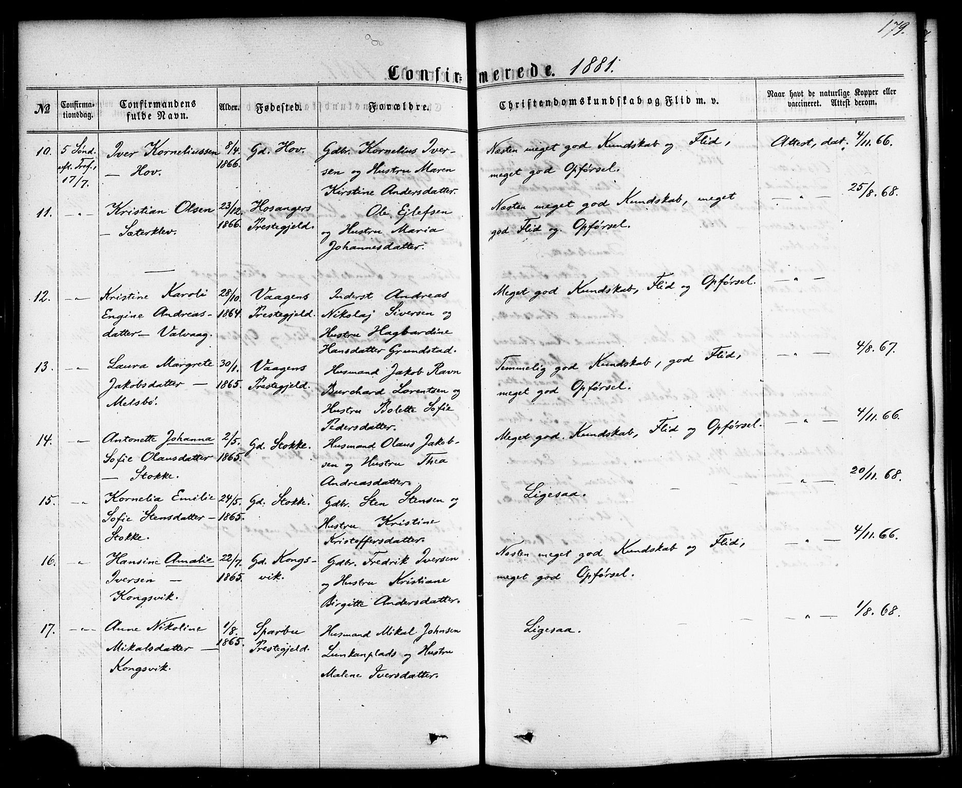 Ministerialprotokoller, klokkerbøker og fødselsregistre - Nordland, AV/SAT-A-1459/865/L0923: Ministerialbok nr. 865A01, 1864-1884, s. 179