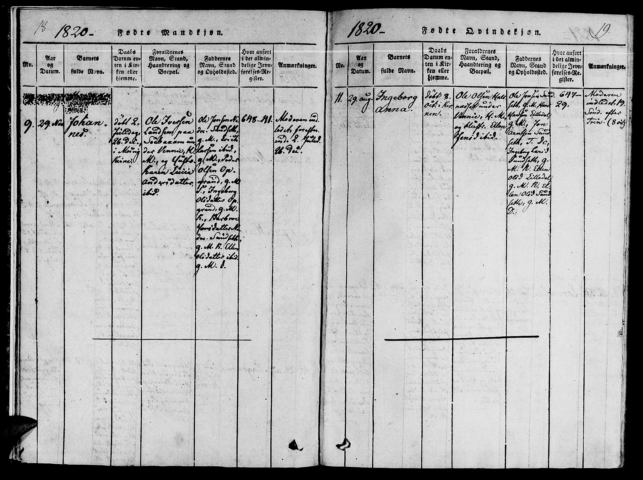 Ministerialprotokoller, klokkerbøker og fødselsregistre - Nord-Trøndelag, AV/SAT-A-1458/733/L0322: Ministerialbok nr. 733A01, 1817-1842, s. 18-19