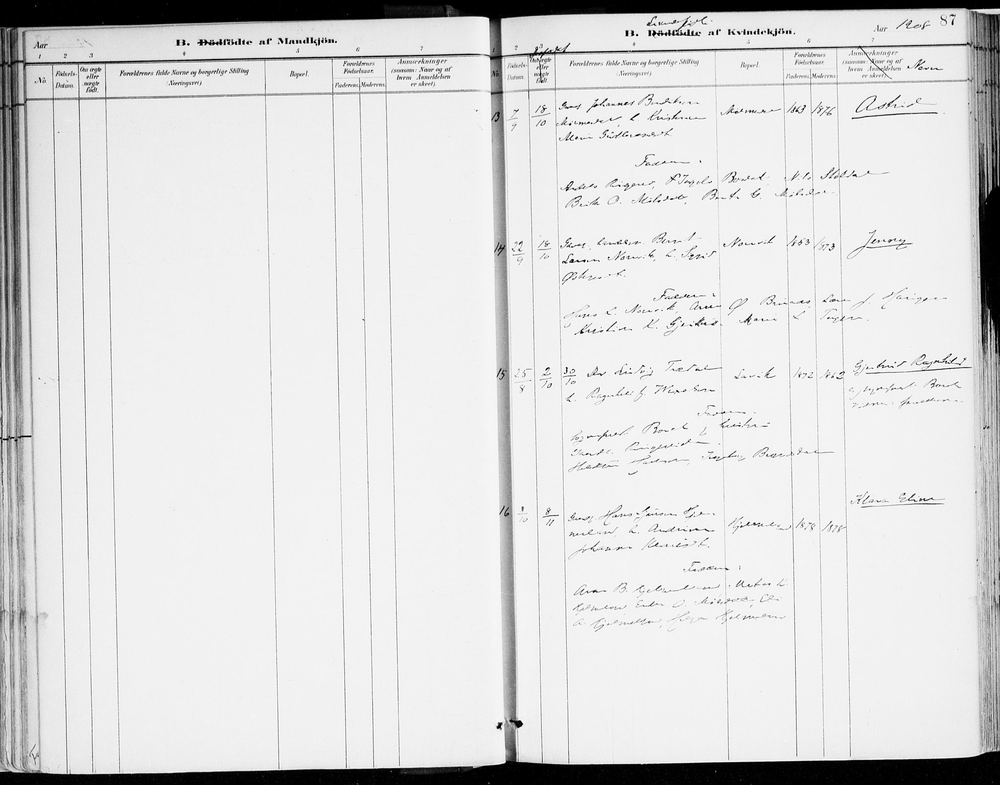 Lavik sokneprestembete, SAB/A-80901: Ministerialbok nr. B 1, 1882-1908, s. 87