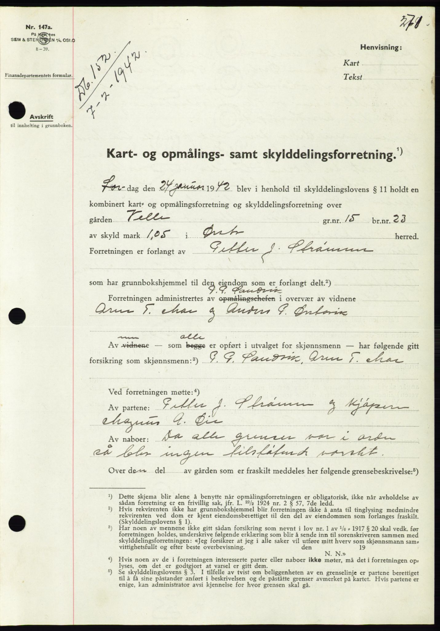 Søre Sunnmøre sorenskriveri, SAT/A-4122/1/2/2C/L0073: Pantebok nr. 67, 1941-1942, Dagboknr: 152/1942