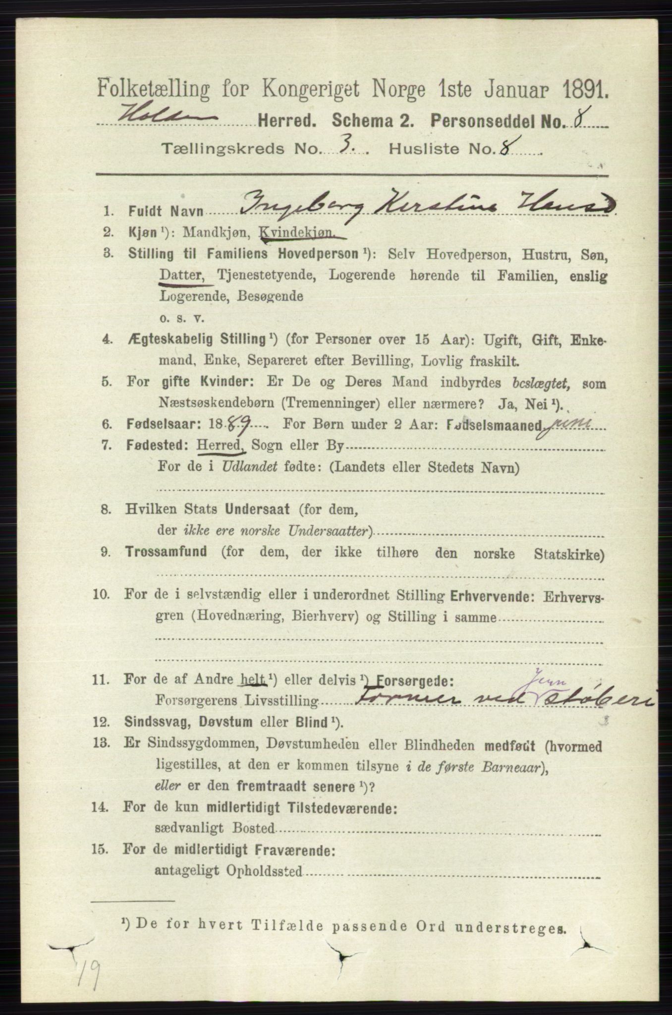 RA, Folketelling 1891 for 0819 Holla herred, 1891, s. 1439
