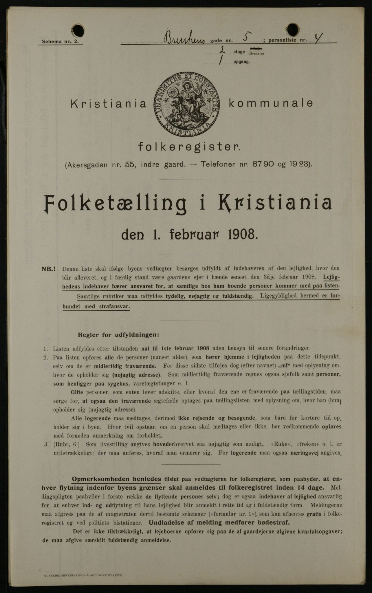 OBA, Kommunal folketelling 1.2.1908 for Kristiania kjøpstad, 1908, s. 8376