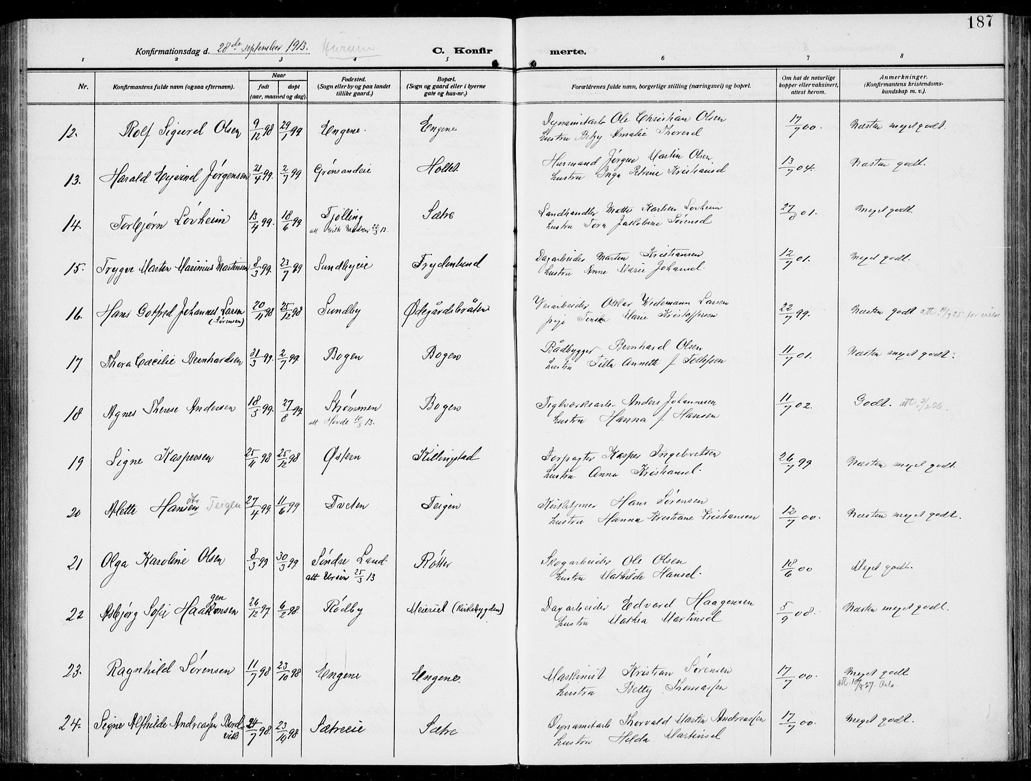 Hurum kirkebøker, AV/SAKO-A-229/F/Fa/L0016: Ministerialbok nr. 16, 1899-1918, s. 187