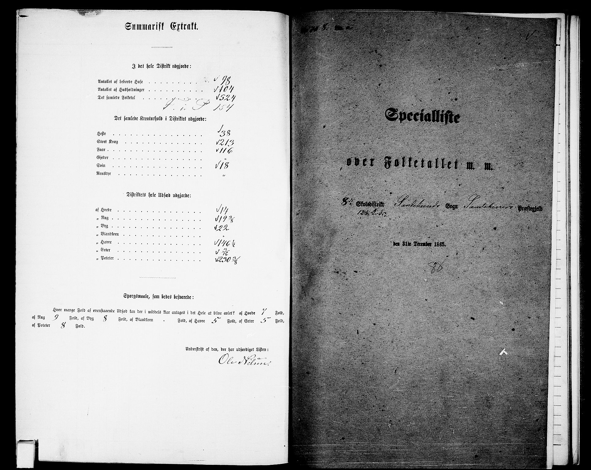 RA, Folketelling 1865 for 0724L Sandeherred prestegjeld, Sandeherred sokn, 1865, s. 200
