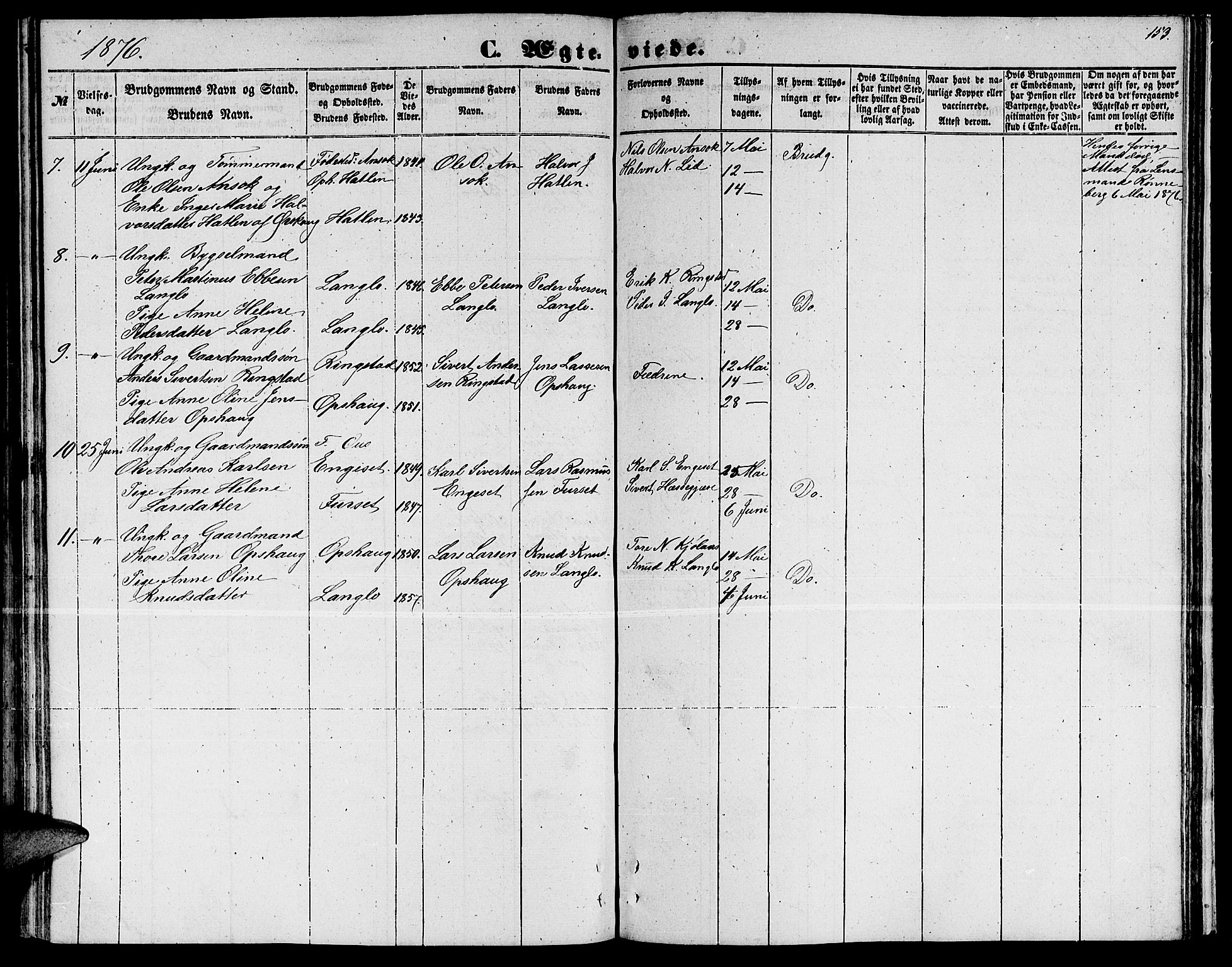 Ministerialprotokoller, klokkerbøker og fødselsregistre - Møre og Romsdal, AV/SAT-A-1454/520/L0291: Klokkerbok nr. 520C03, 1854-1881, s. 153