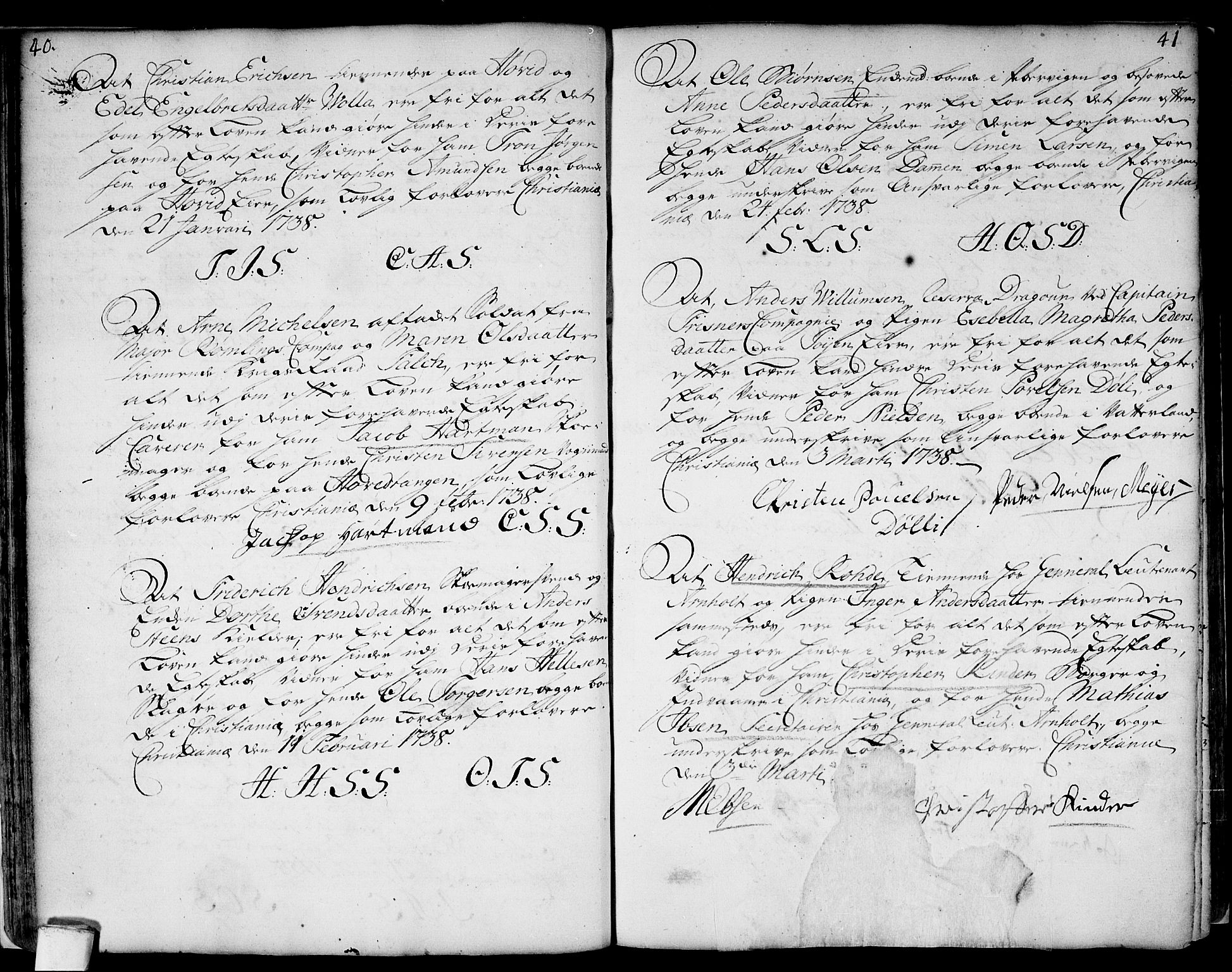 Aker prestekontor kirkebøker, SAO/A-10861/L/L0002: Forlovererklæringer nr. 2, 1734-1773, s. 40-41