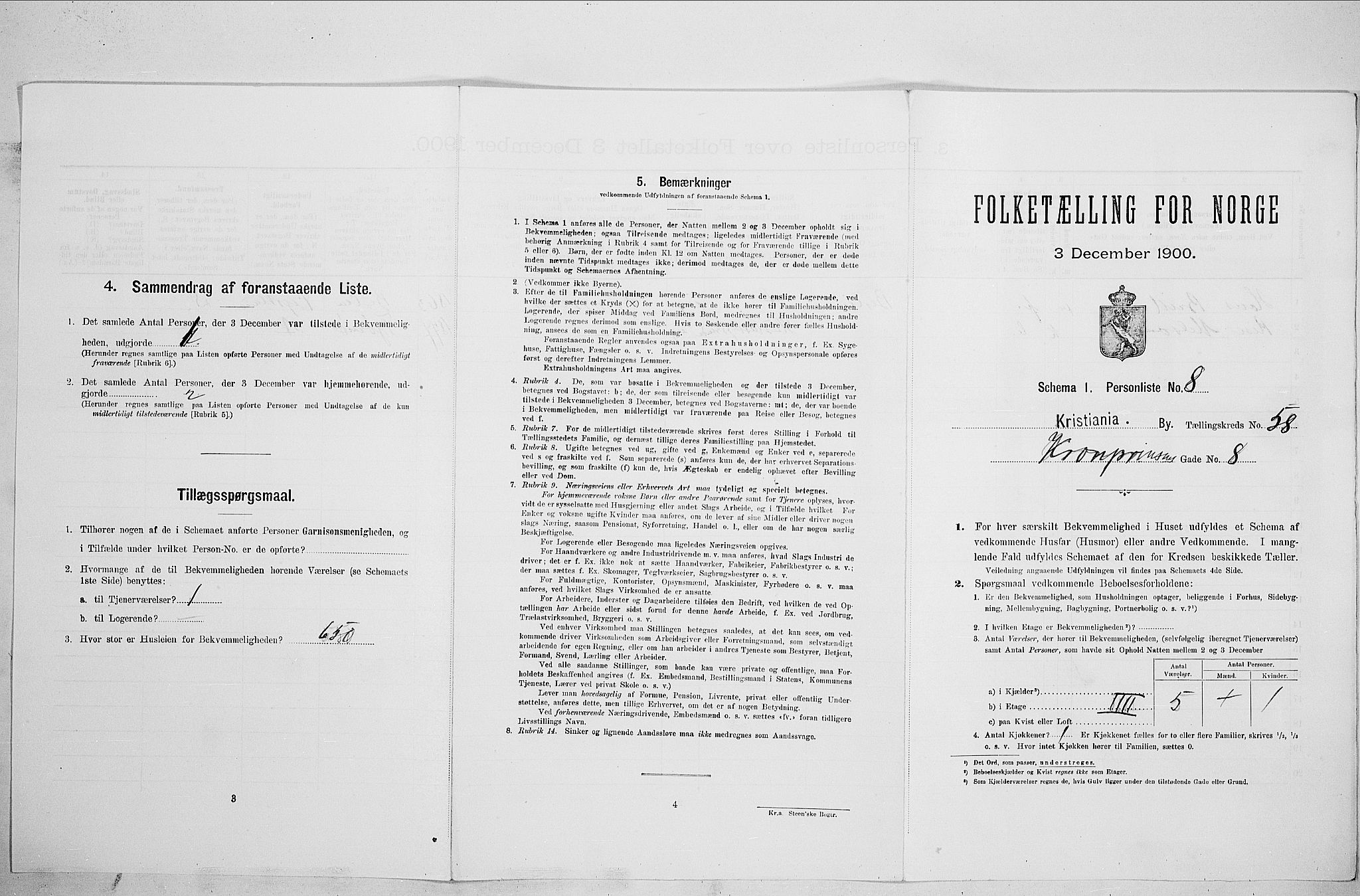 SAO, Folketelling 1900 for 0301 Kristiania kjøpstad, 1900, s. 49855