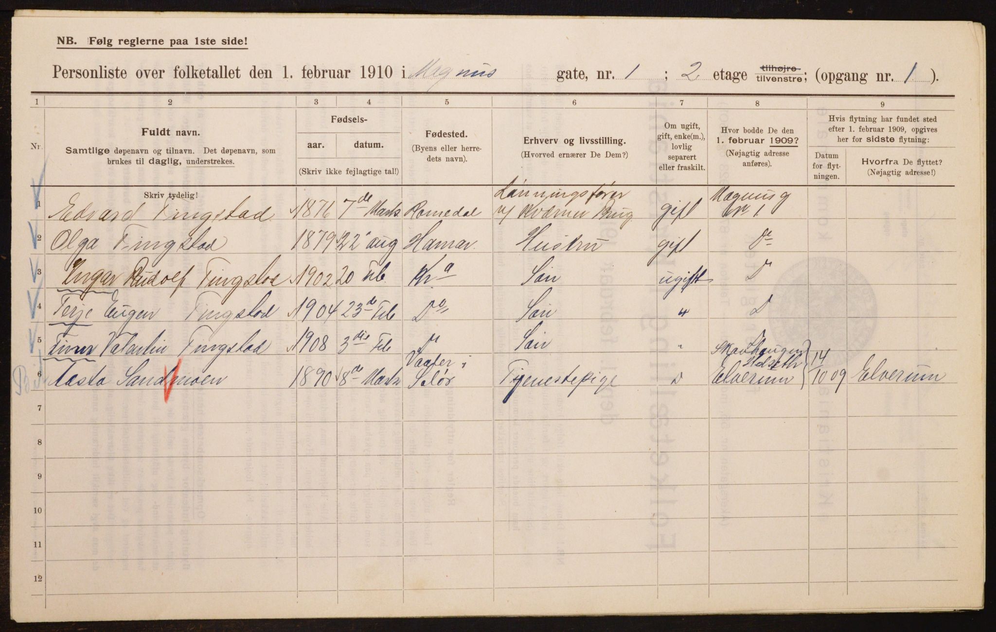 OBA, Kommunal folketelling 1.2.1910 for Kristiania, 1910, s. 57234