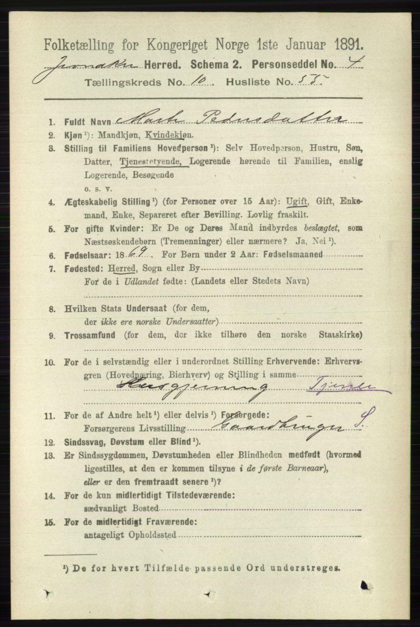 RA, Folketelling 1891 for 0532 Jevnaker herred, 1891, s. 5914