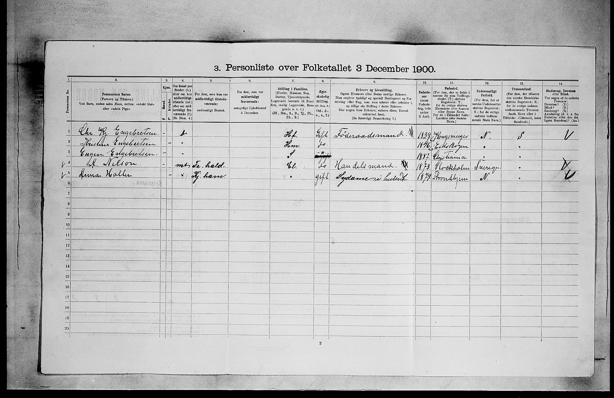 SAO, Folketelling 1900 for 0301 Kristiania kjøpstad, 1900, s. 9704