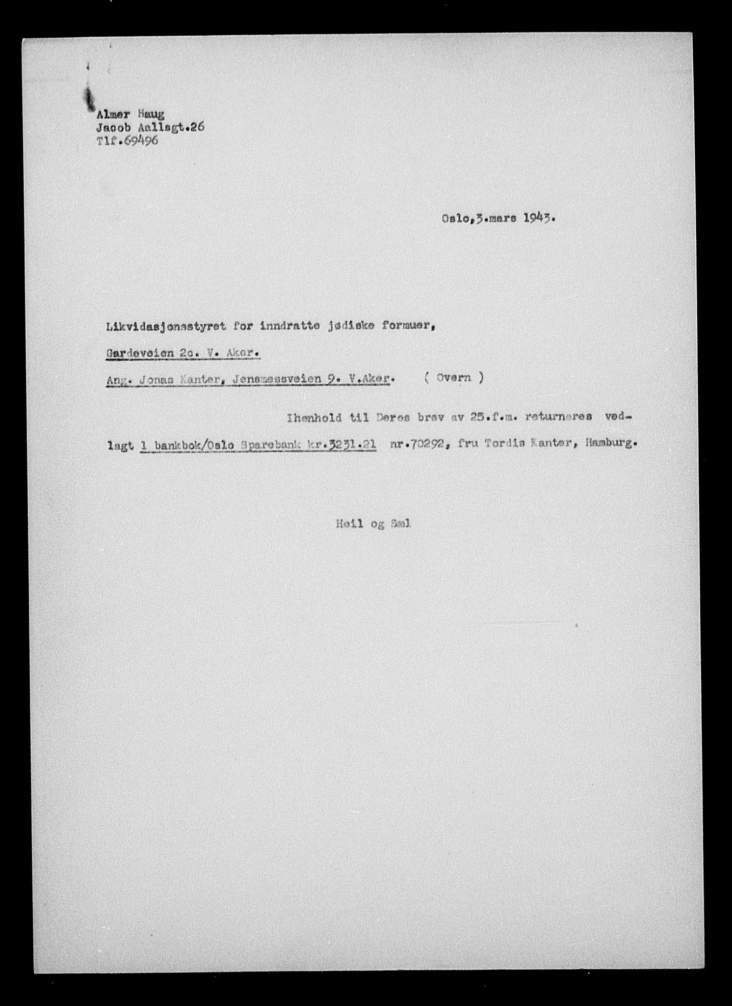 Justisdepartementet, Tilbakeføringskontoret for inndratte formuer, AV/RA-S-1564/H/Hc/Hcc/L0949: --, 1945-1947, s. 9