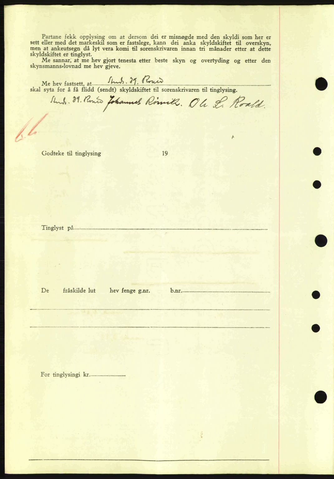 Nordre Sunnmøre sorenskriveri, AV/SAT-A-0006/1/2/2C/2Ca: Pantebok nr. A9, 1940-1940, Dagboknr: 715/1940